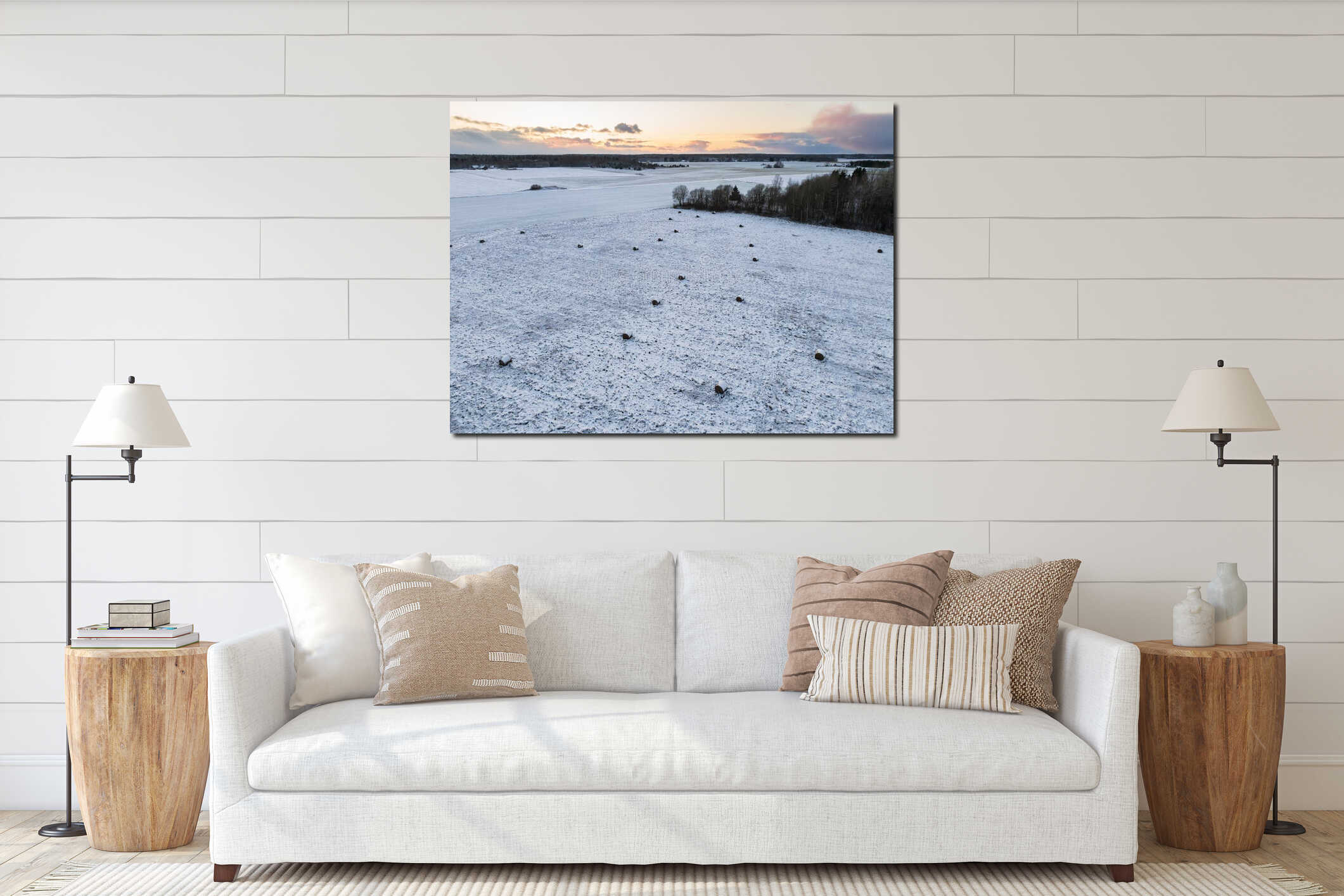 Canvas hanging interior mockup