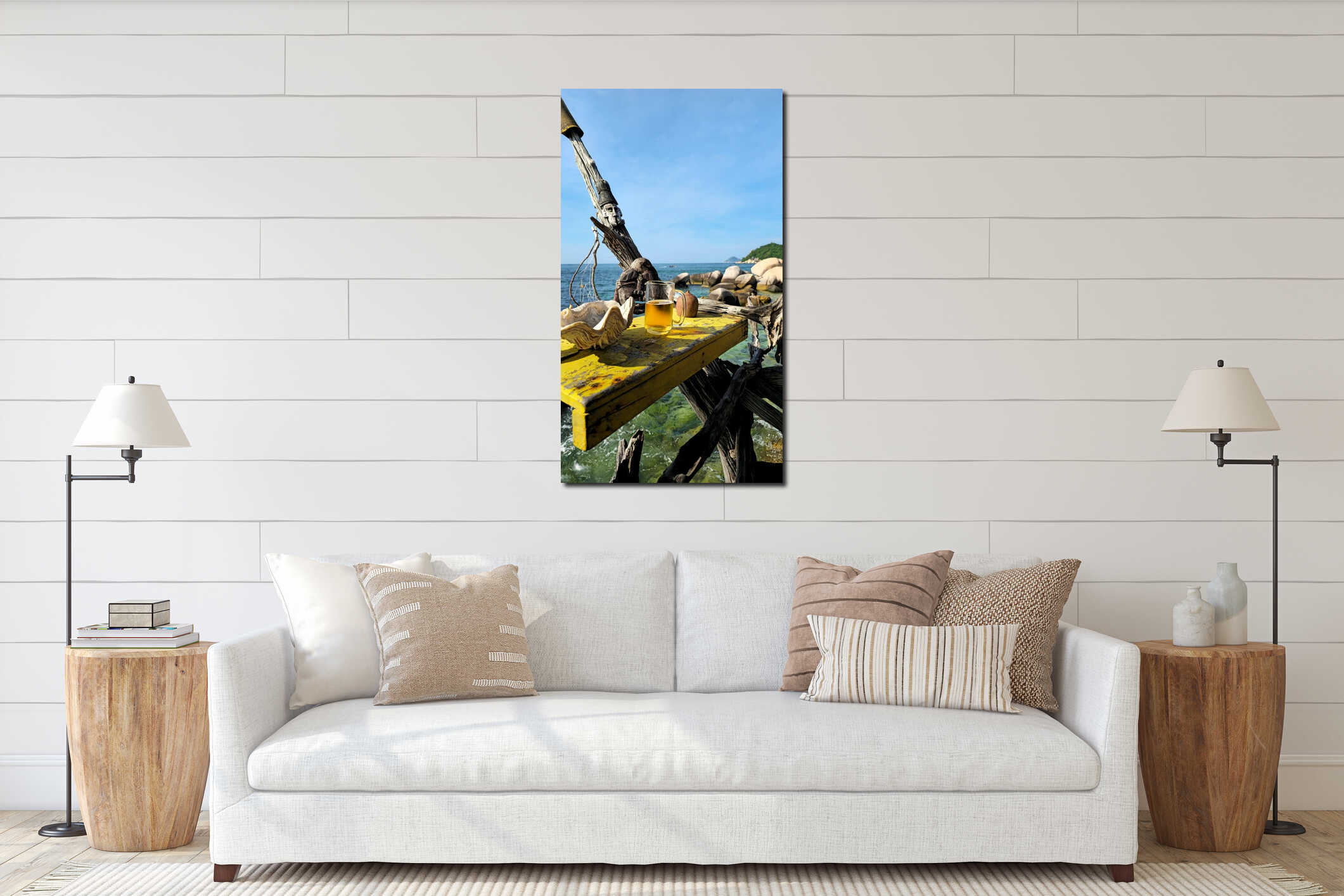 Canvas hanging interior mockup