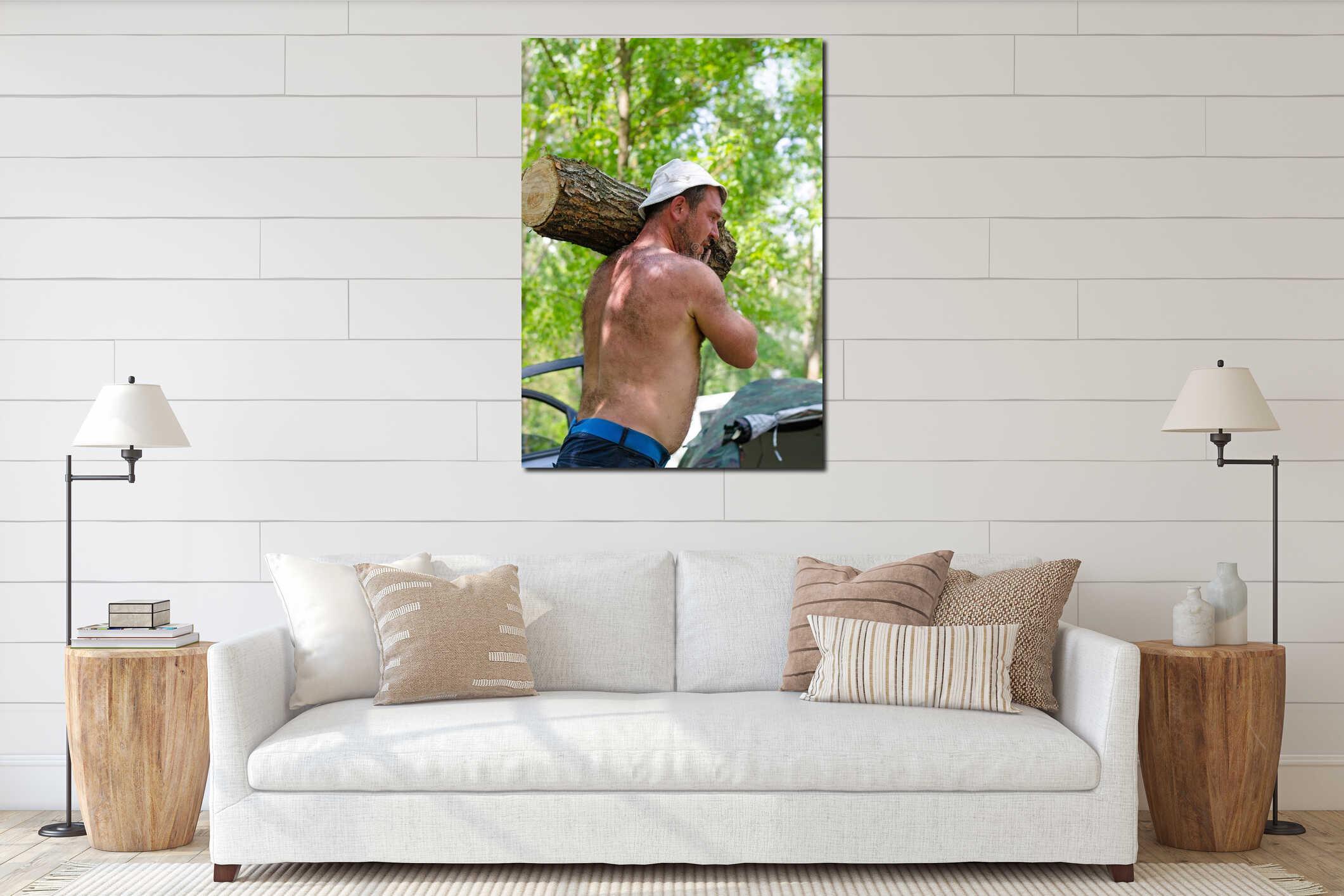 Canvas hanging interior mockup