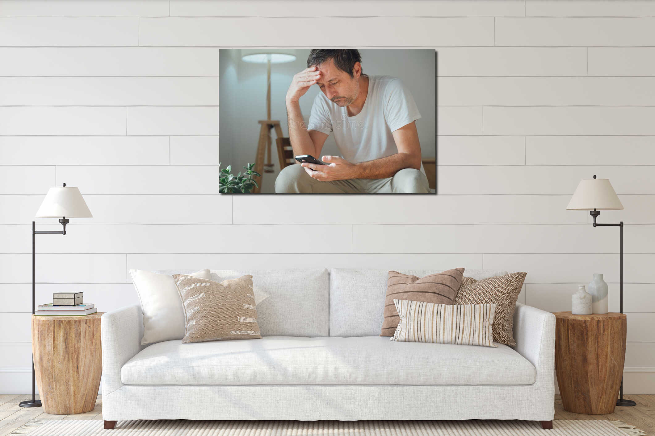Canvas hanging interior mockup