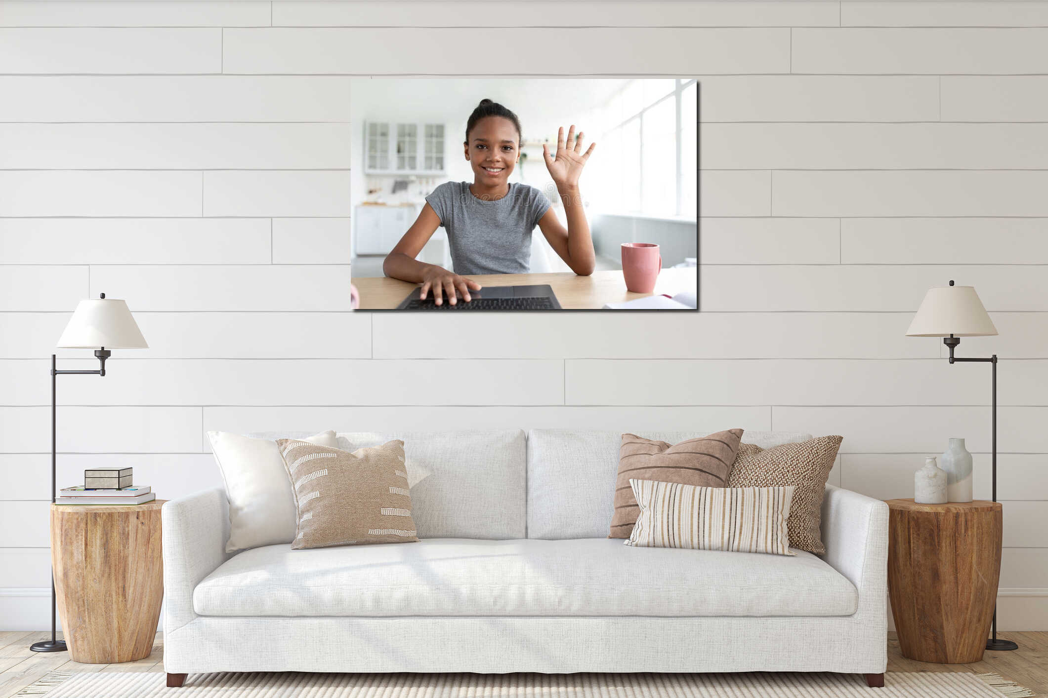 Canvas hanging interior mockup