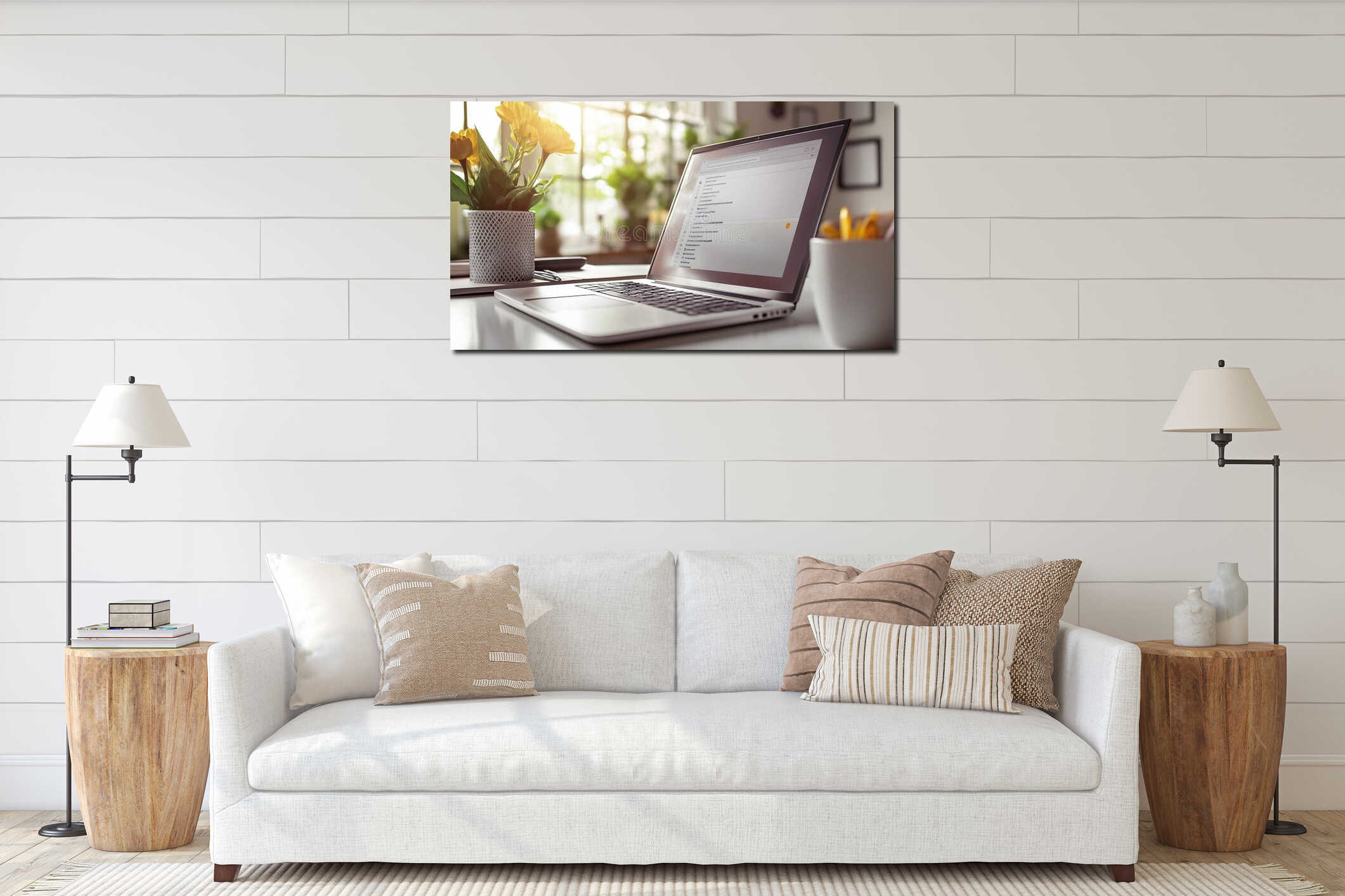 Canvas hanging interior mockup