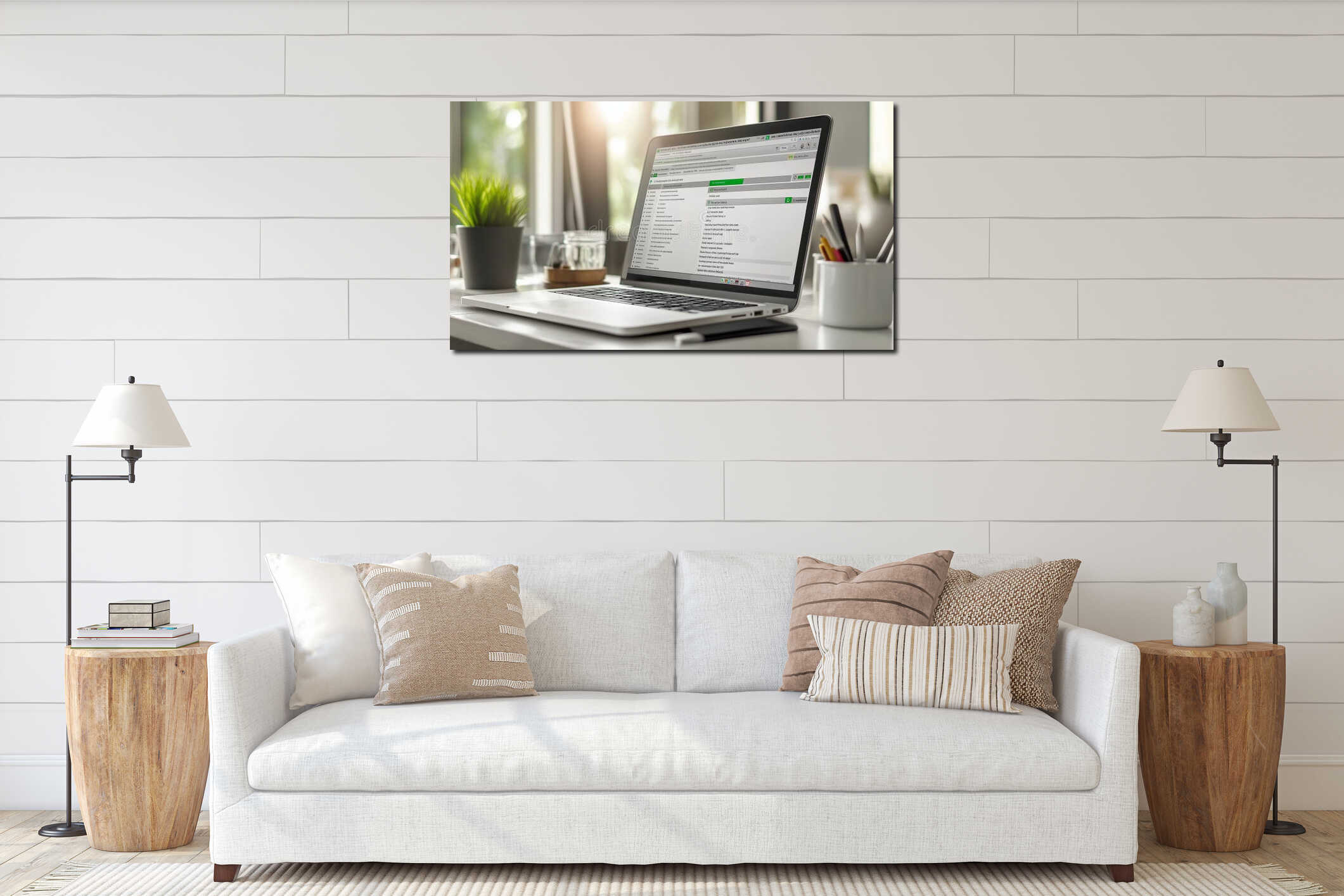Canvas hanging interior mockup