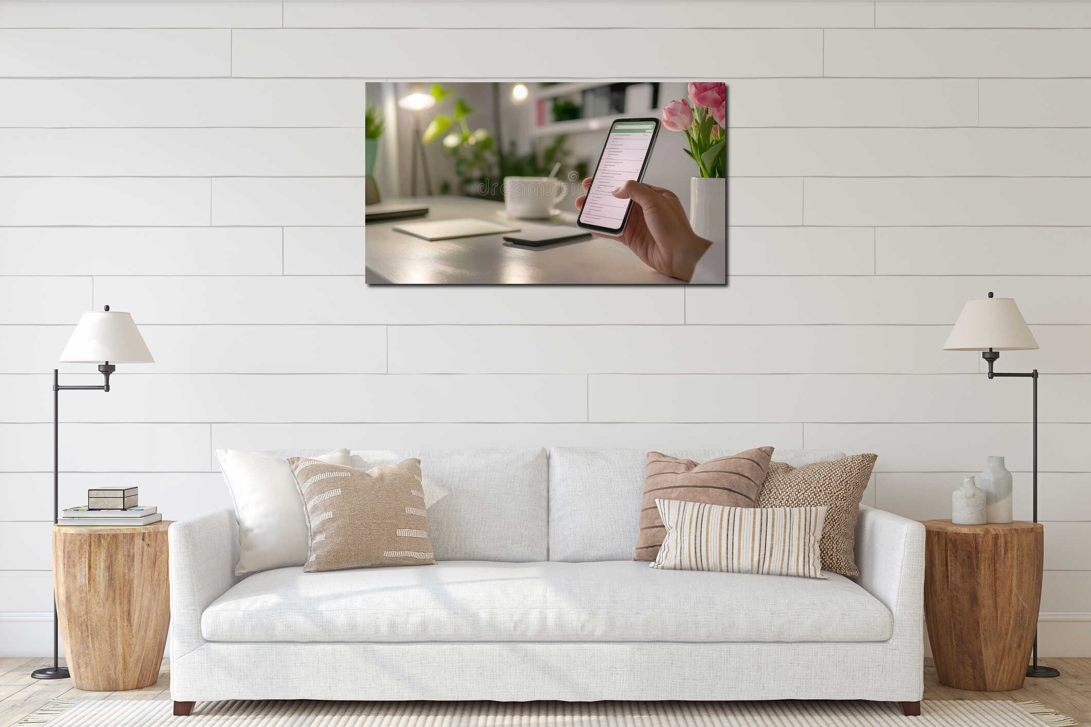Canvas hanging interior mockup