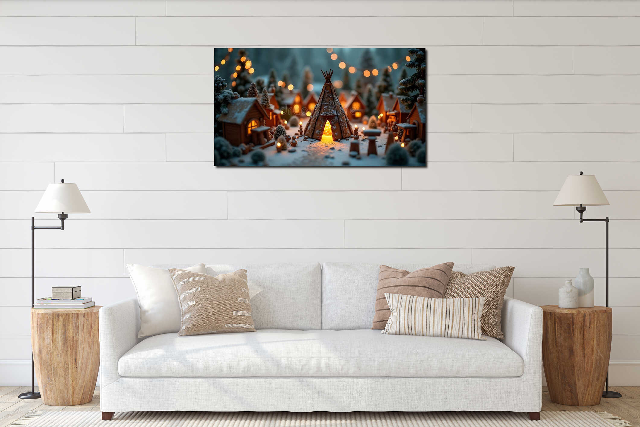 Canvas hanging interior mockup