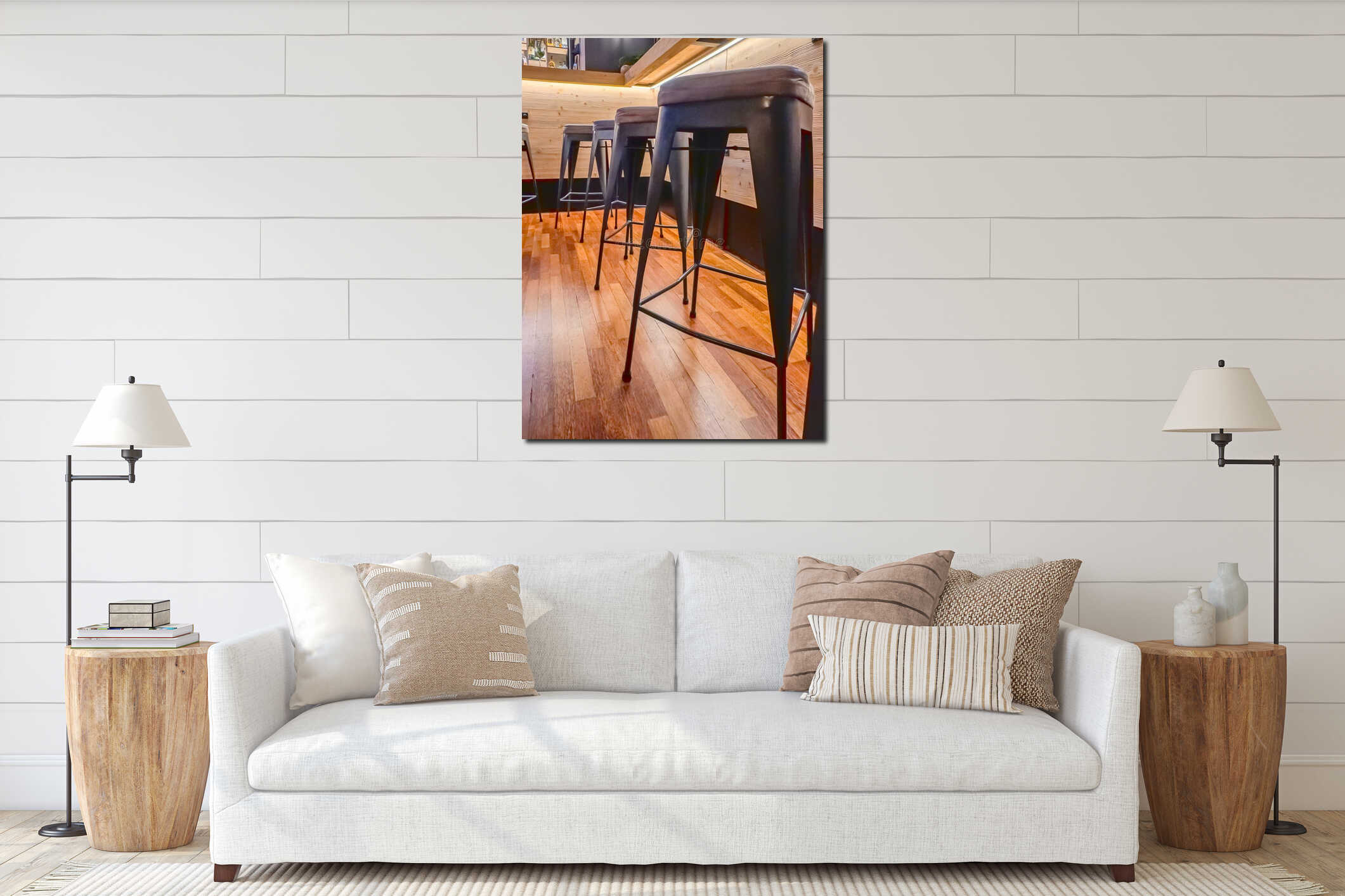Canvas hanging interior mockup