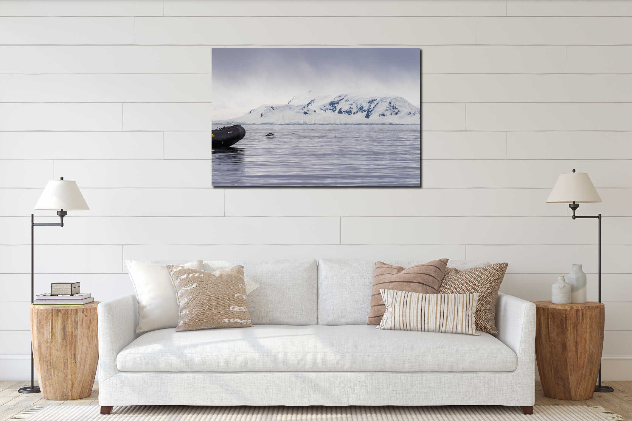 Canvas hanging interior mockup