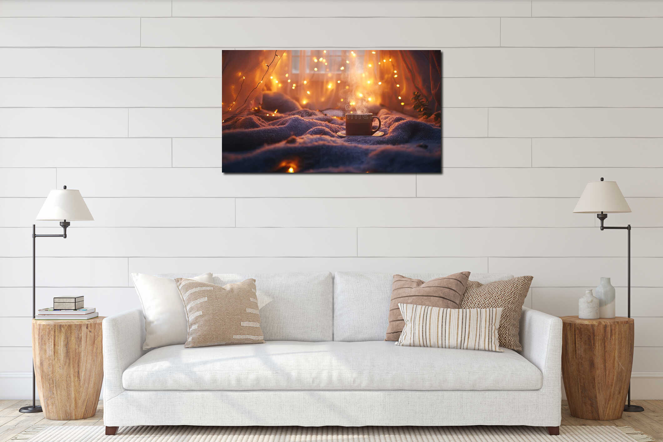Canvas hanging interior mockup