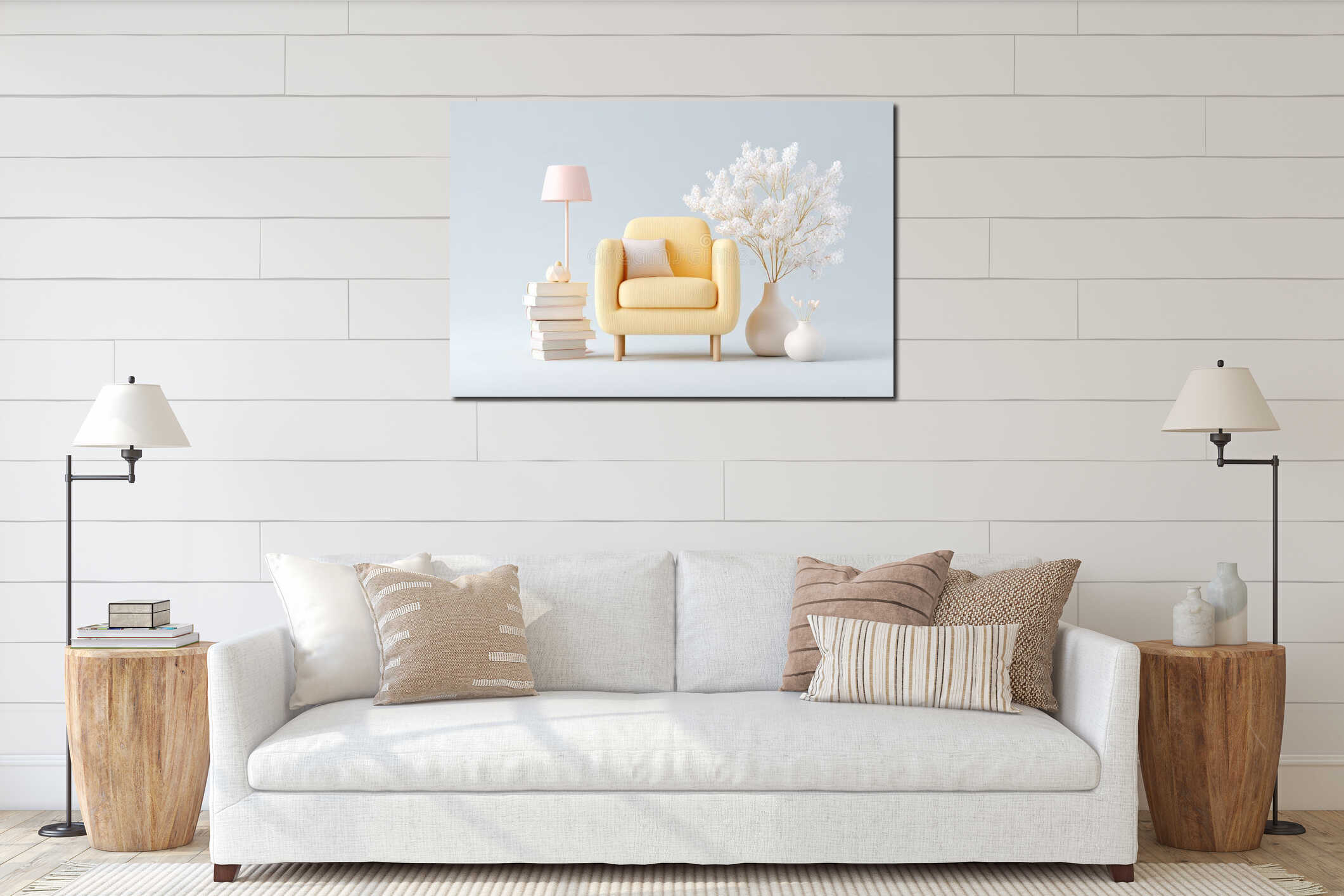 Canvas hanging interior mockup