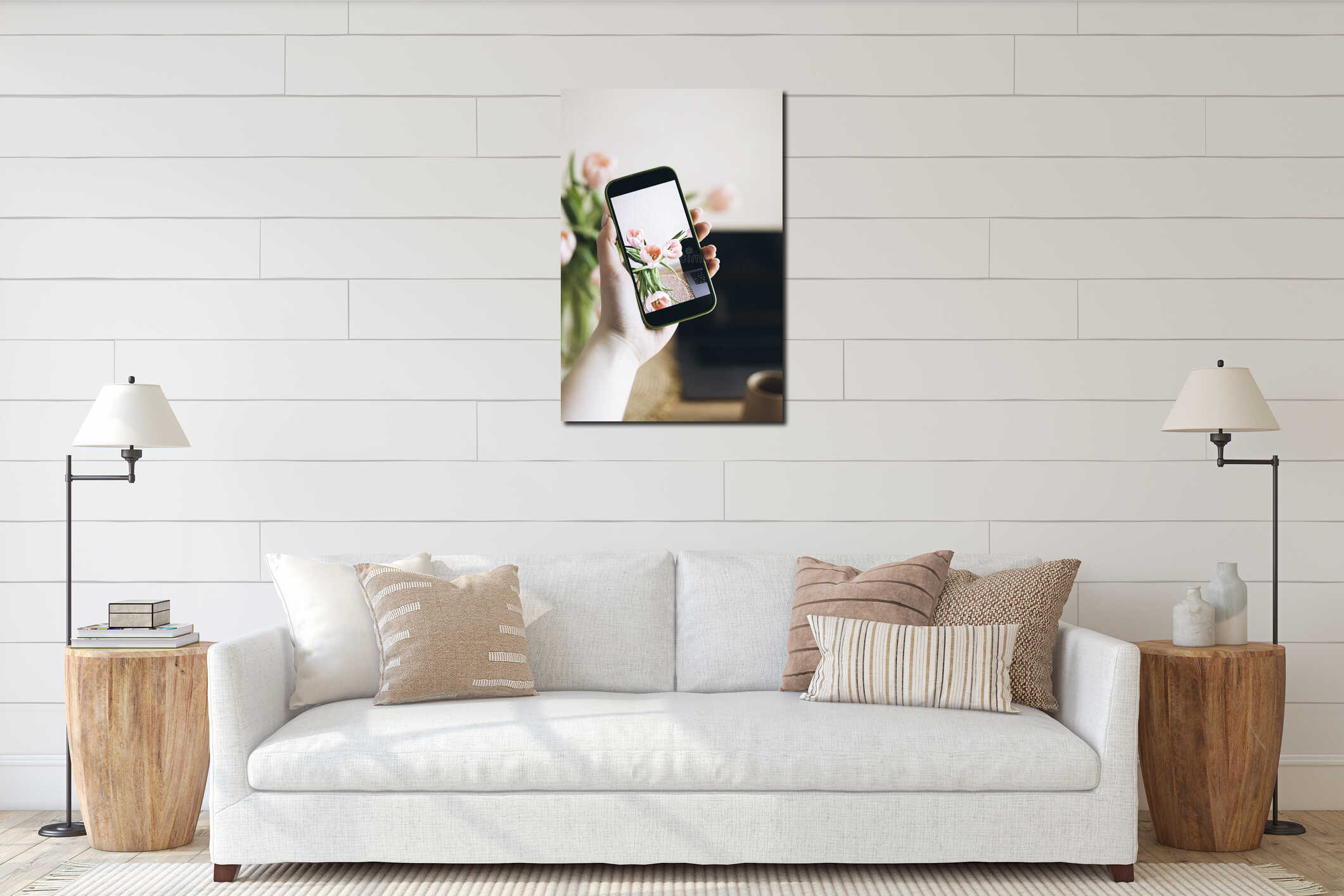 Canvas hanging interior mockup