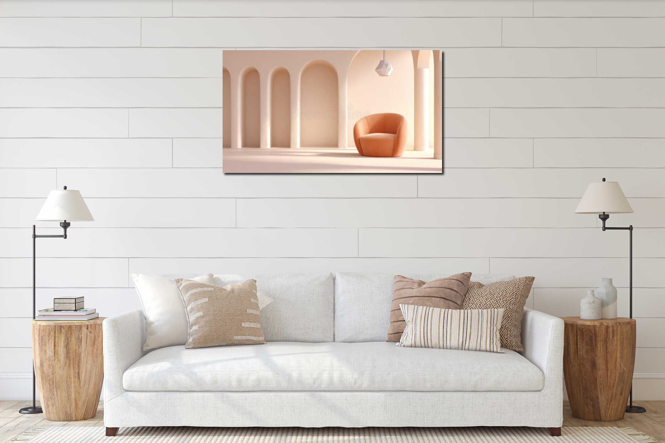 Canvas hanging interior mockup