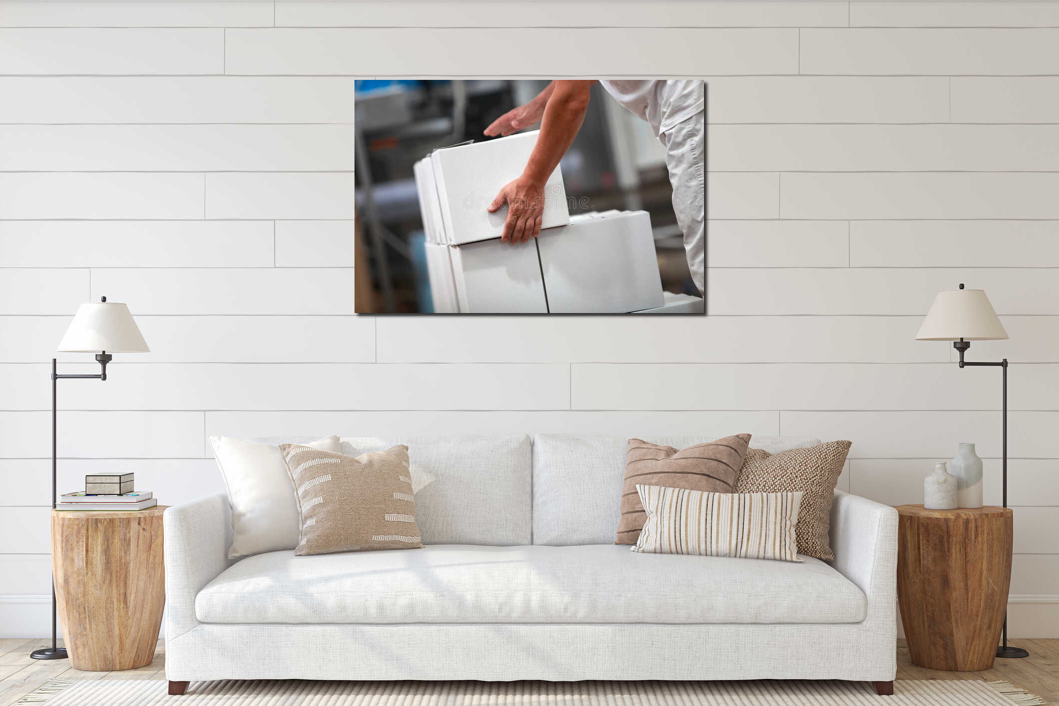 Canvas hanging interior mockup