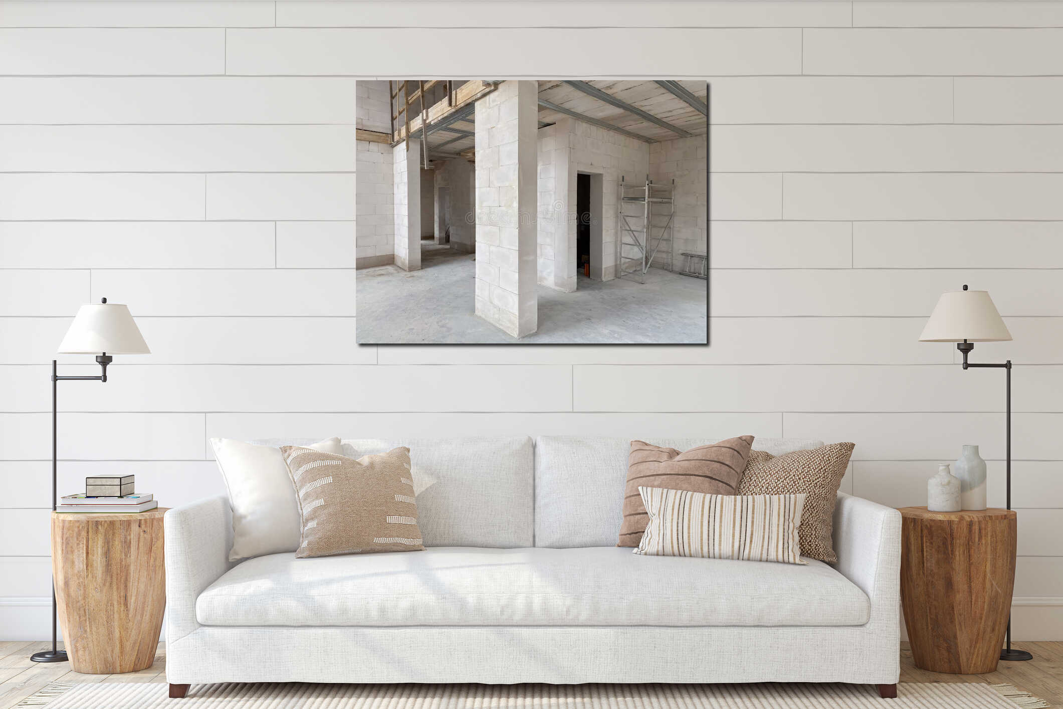 Canvas hanging interior mockup
