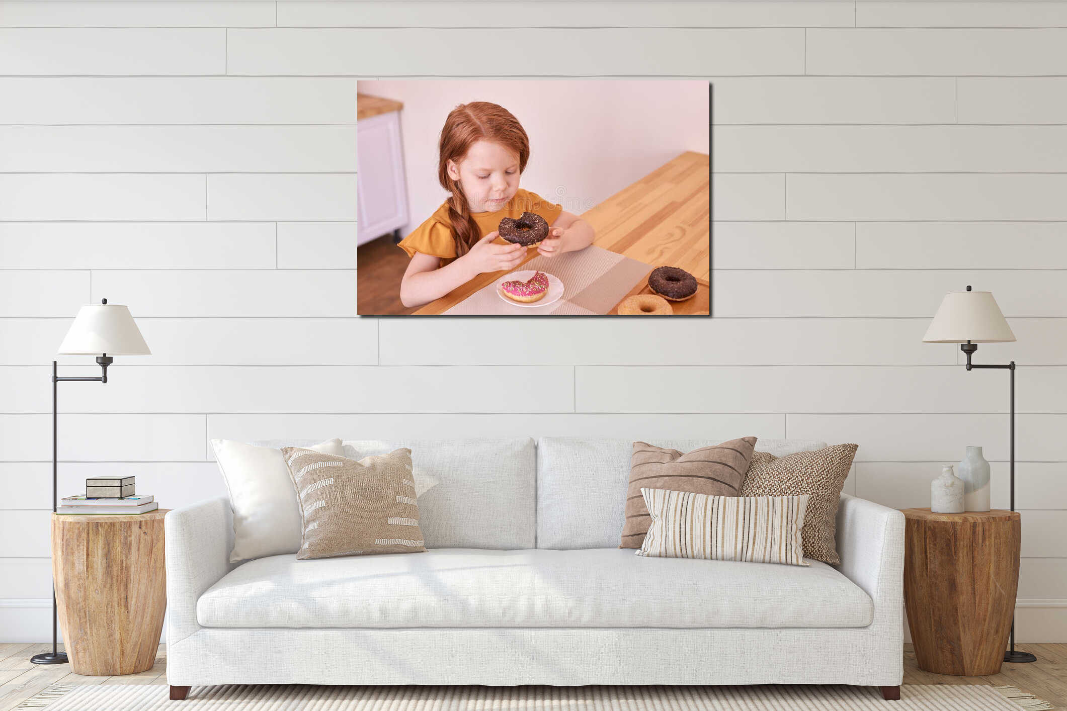 Canvas hanging interior mockup