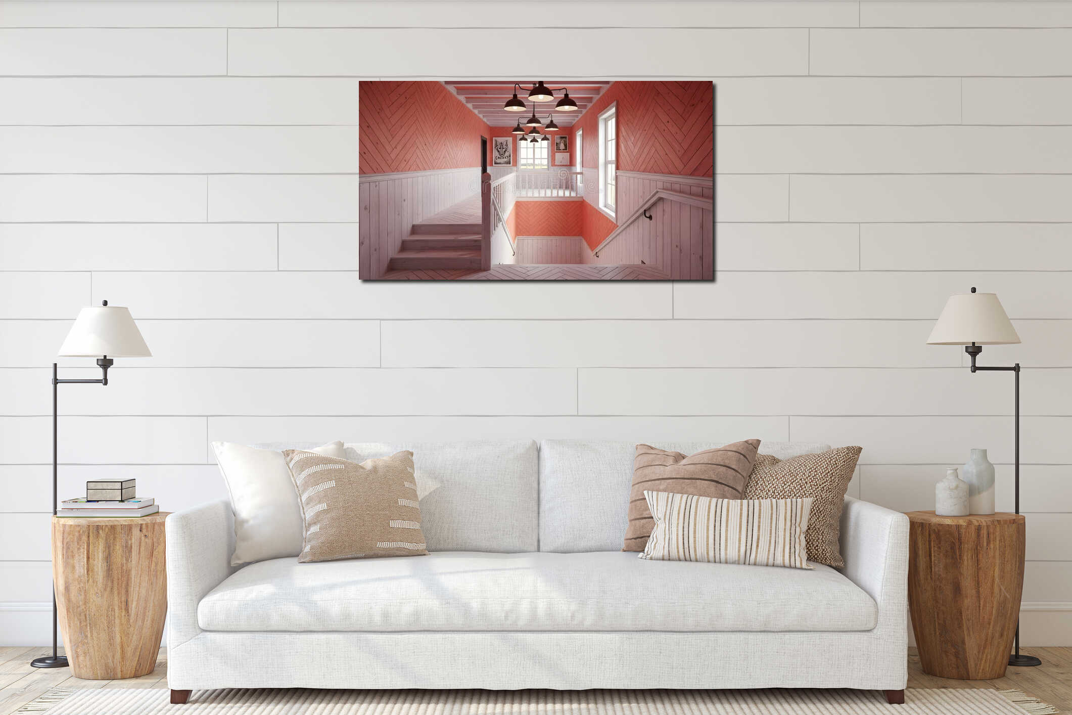 Canvas hanging interior mockup