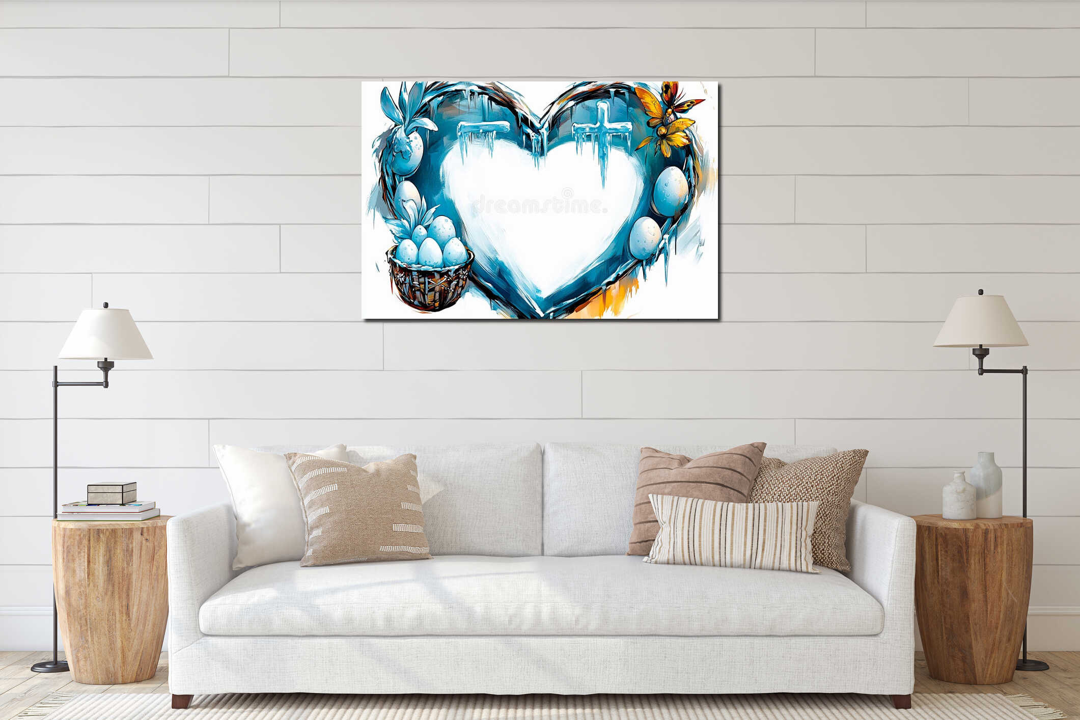 Canvas hanging interior mockup