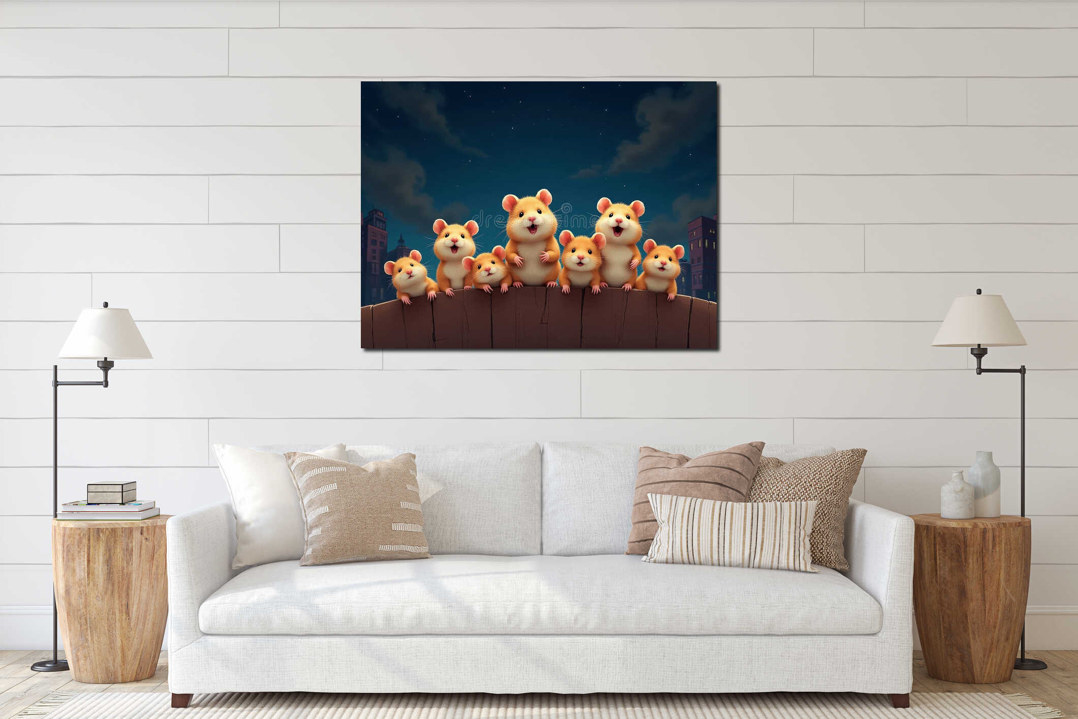 Canvas hanging interior mockup