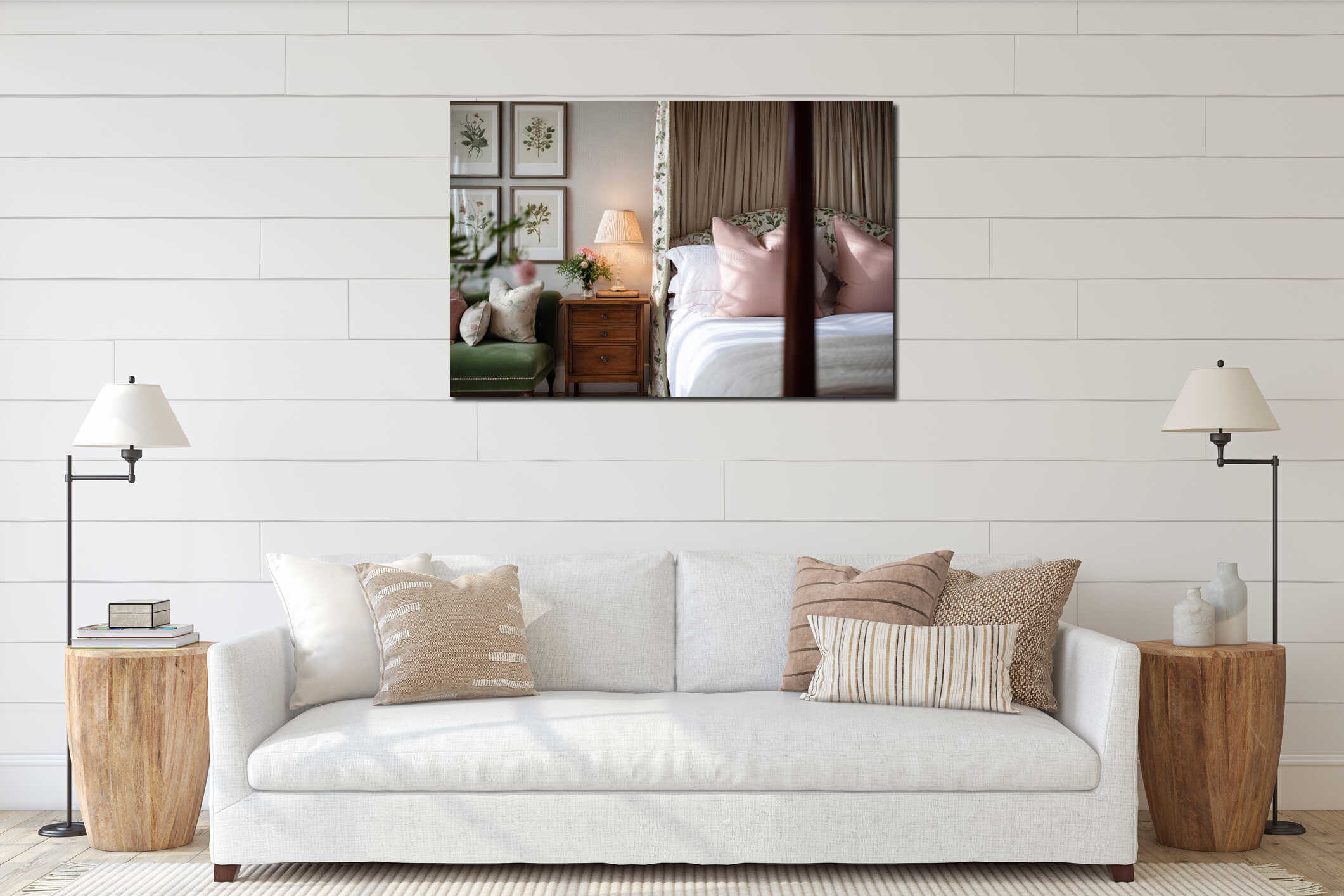 Canvas hanging interior mockup