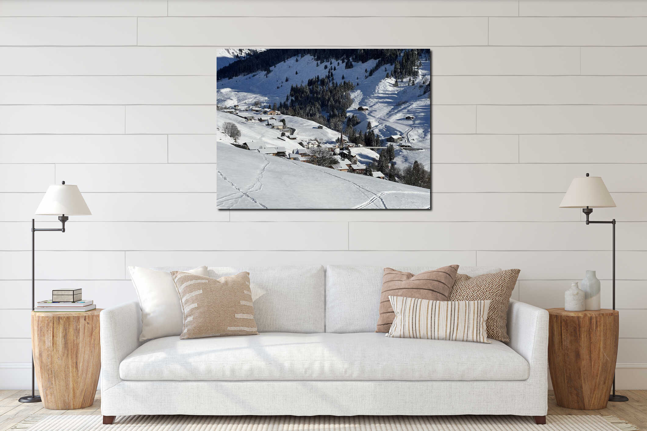 Canvas hanging interior mockup