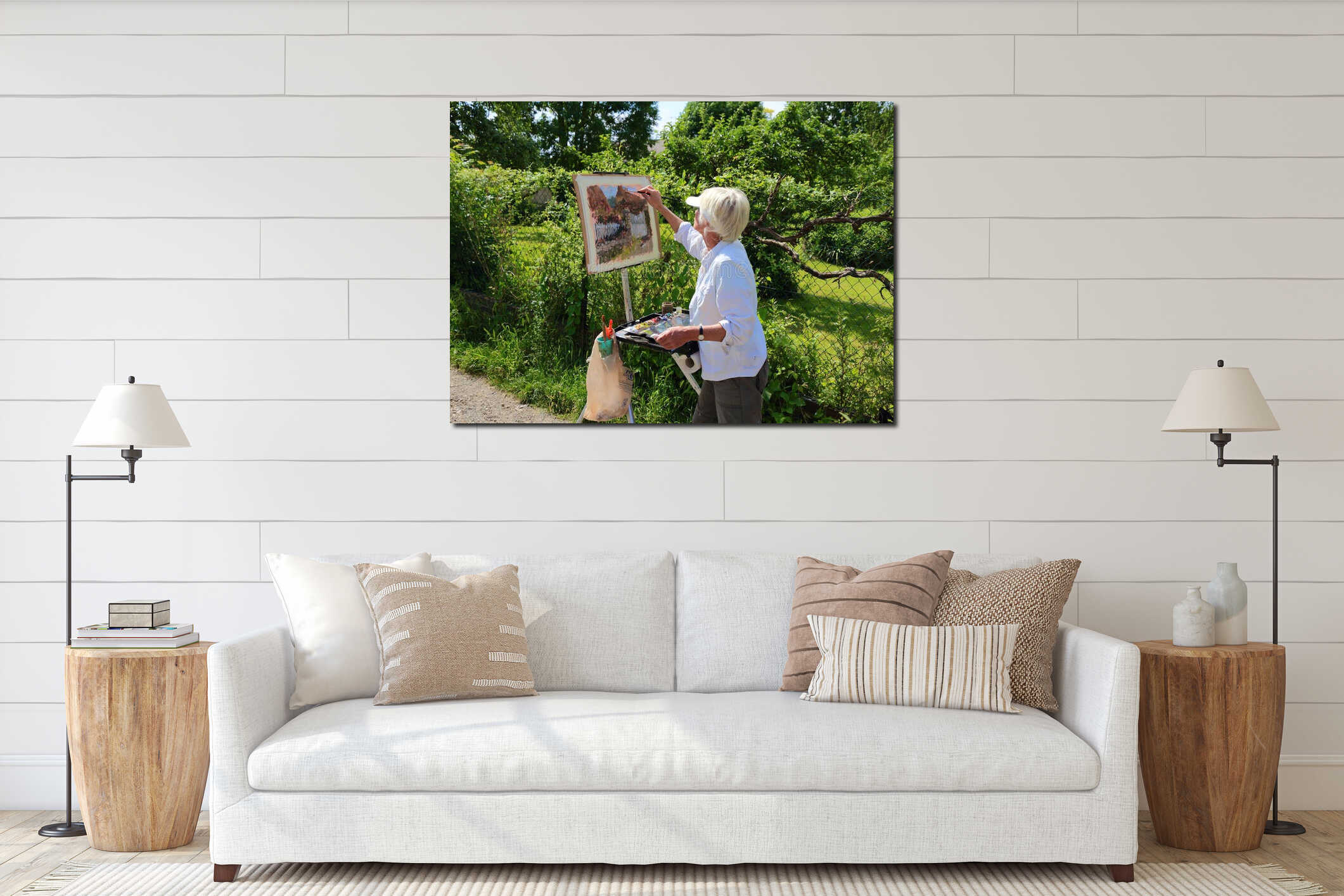 Canvas hanging interior mockup