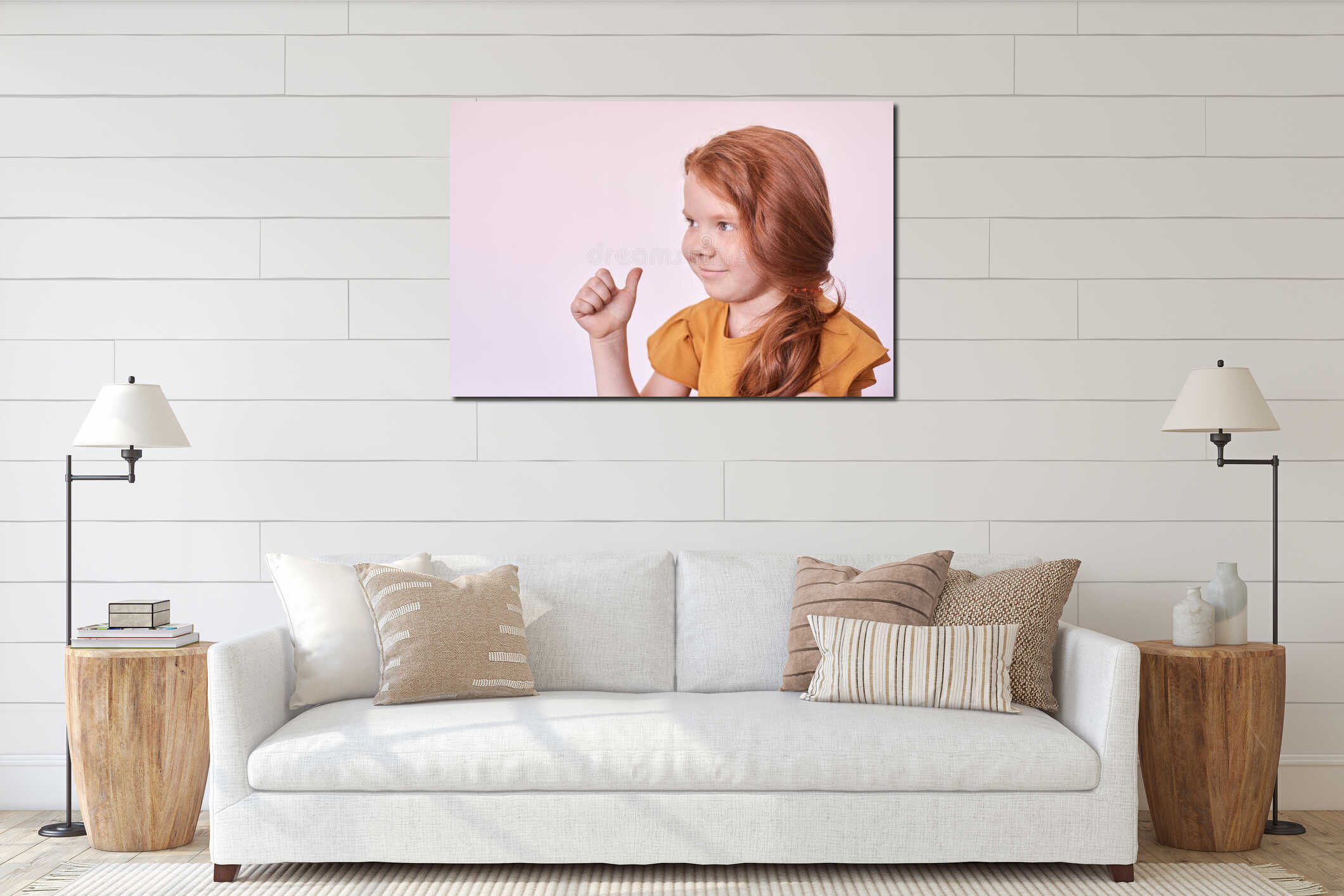 Canvas hanging interior mockup