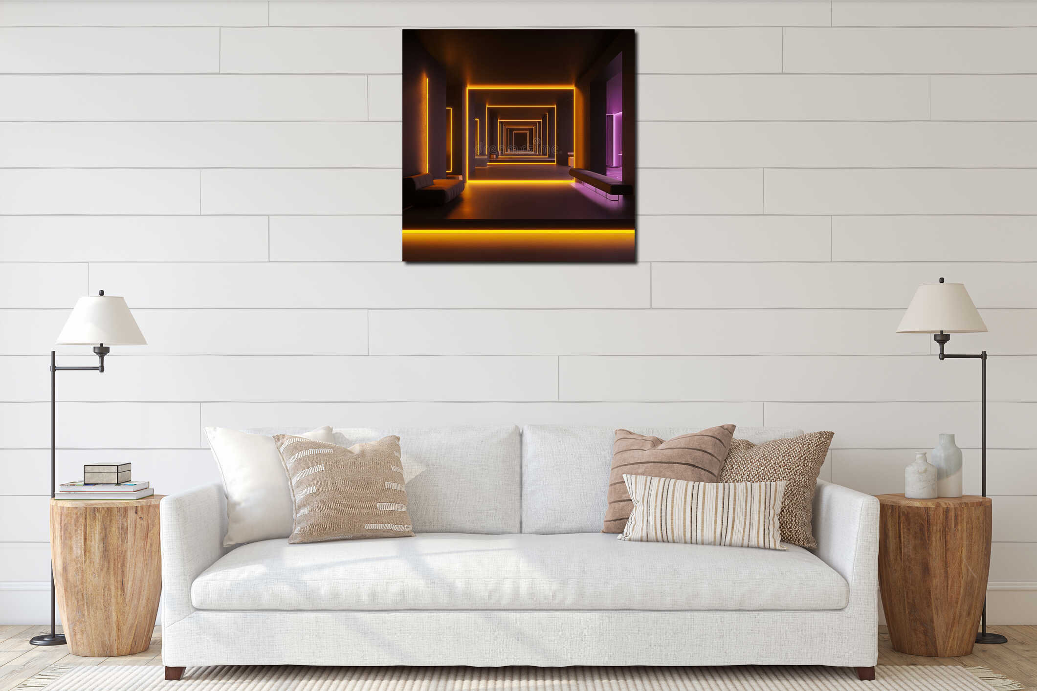 Canvas hanging interior mockup