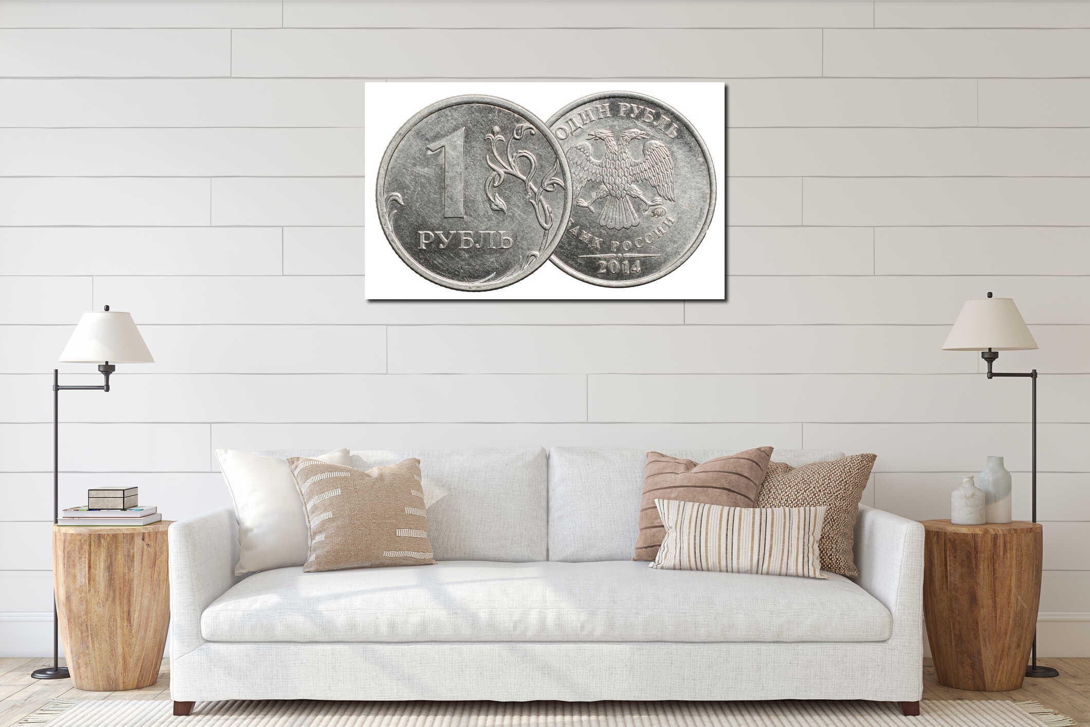 Canvas hanging interior mockup