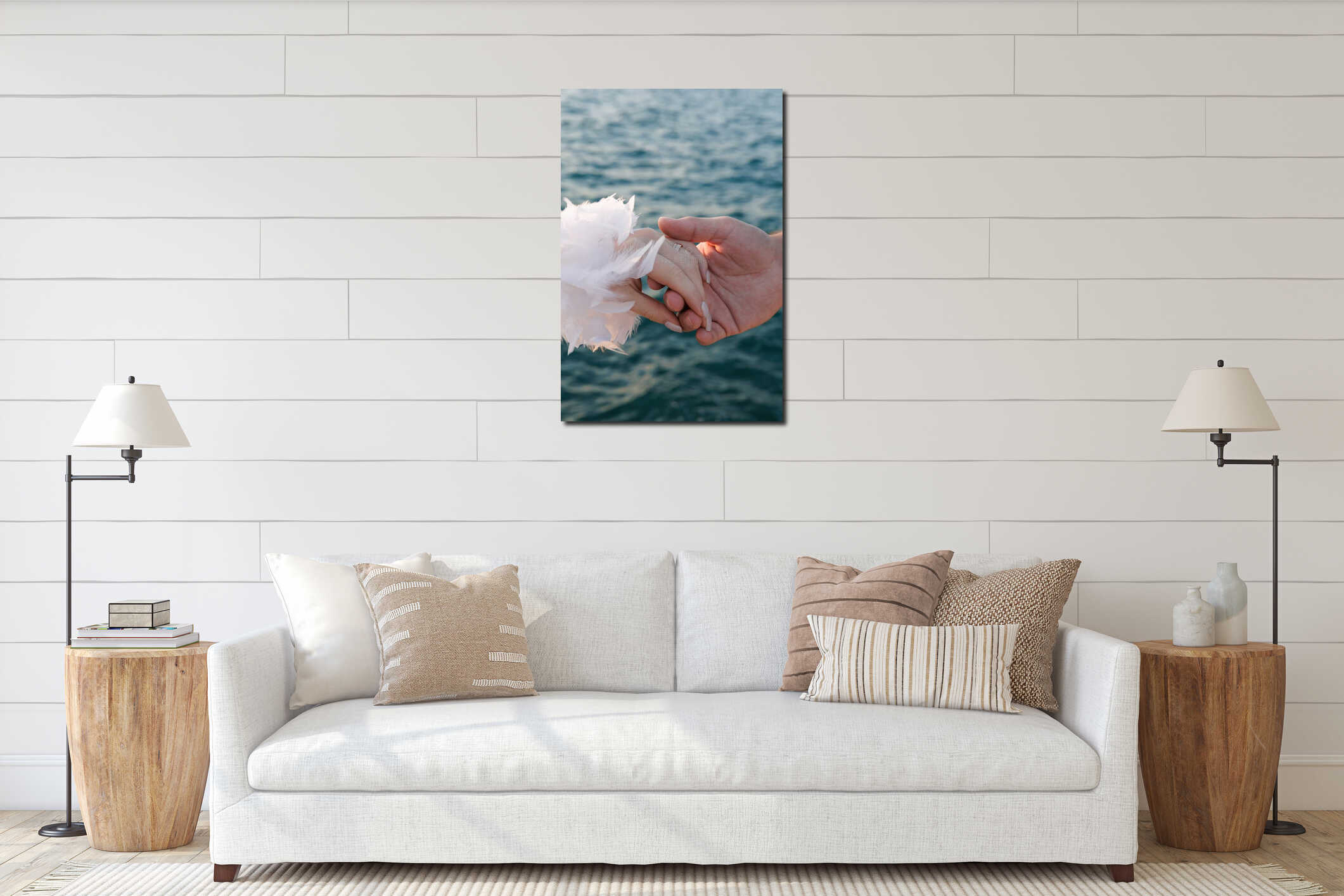 Canvas hanging interior mockup