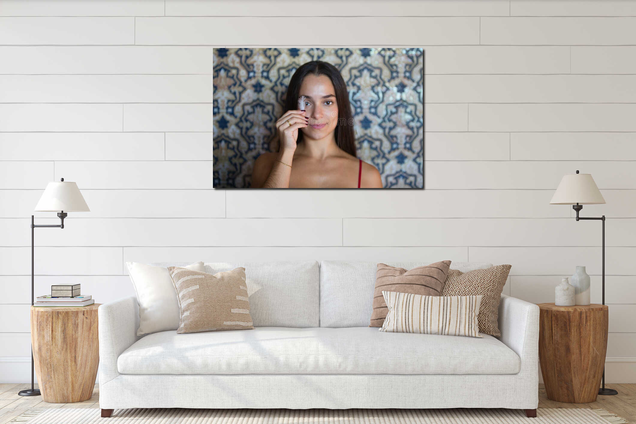 Canvas hanging interior mockup