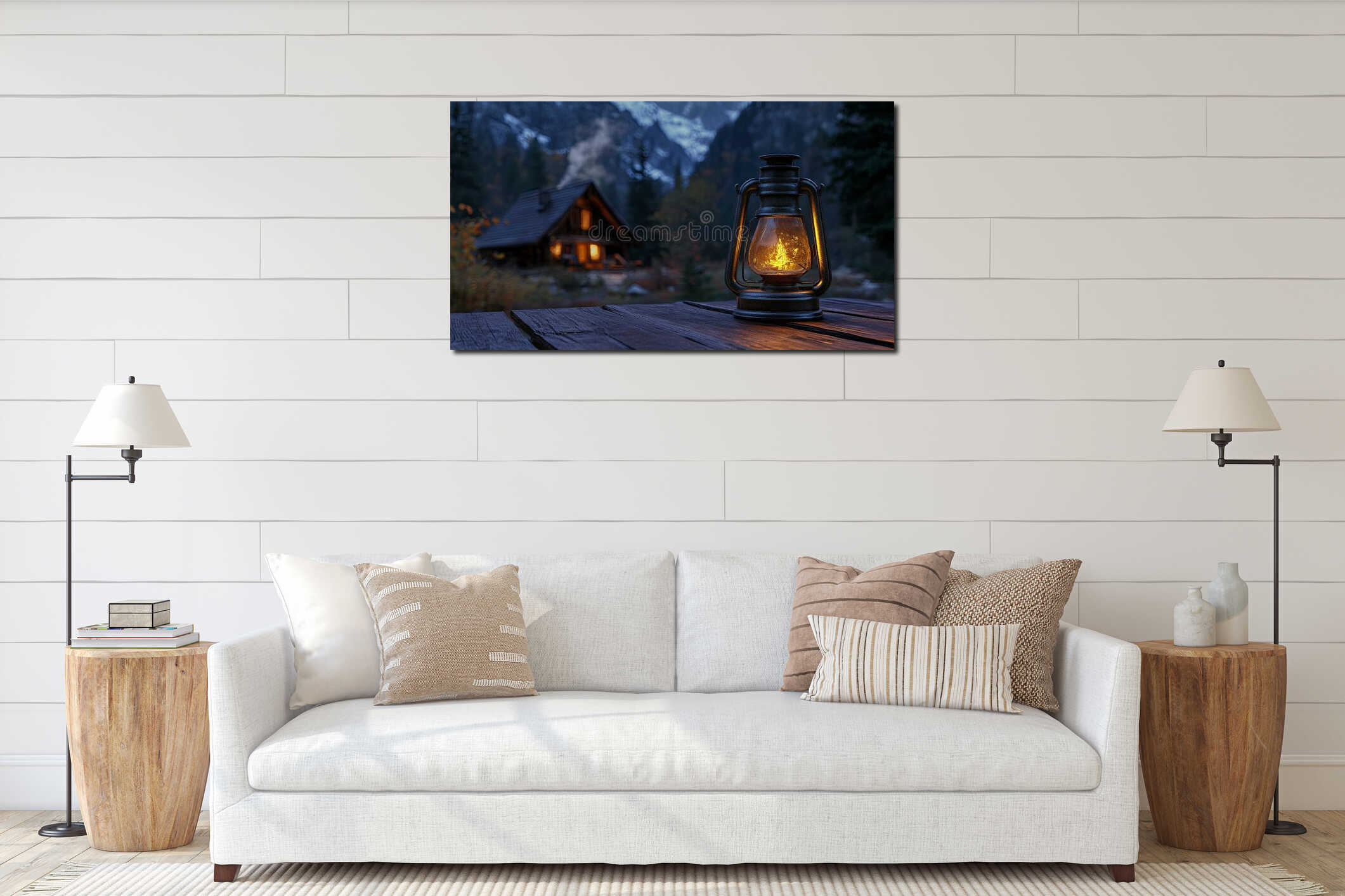 Canvas hanging interior mockup