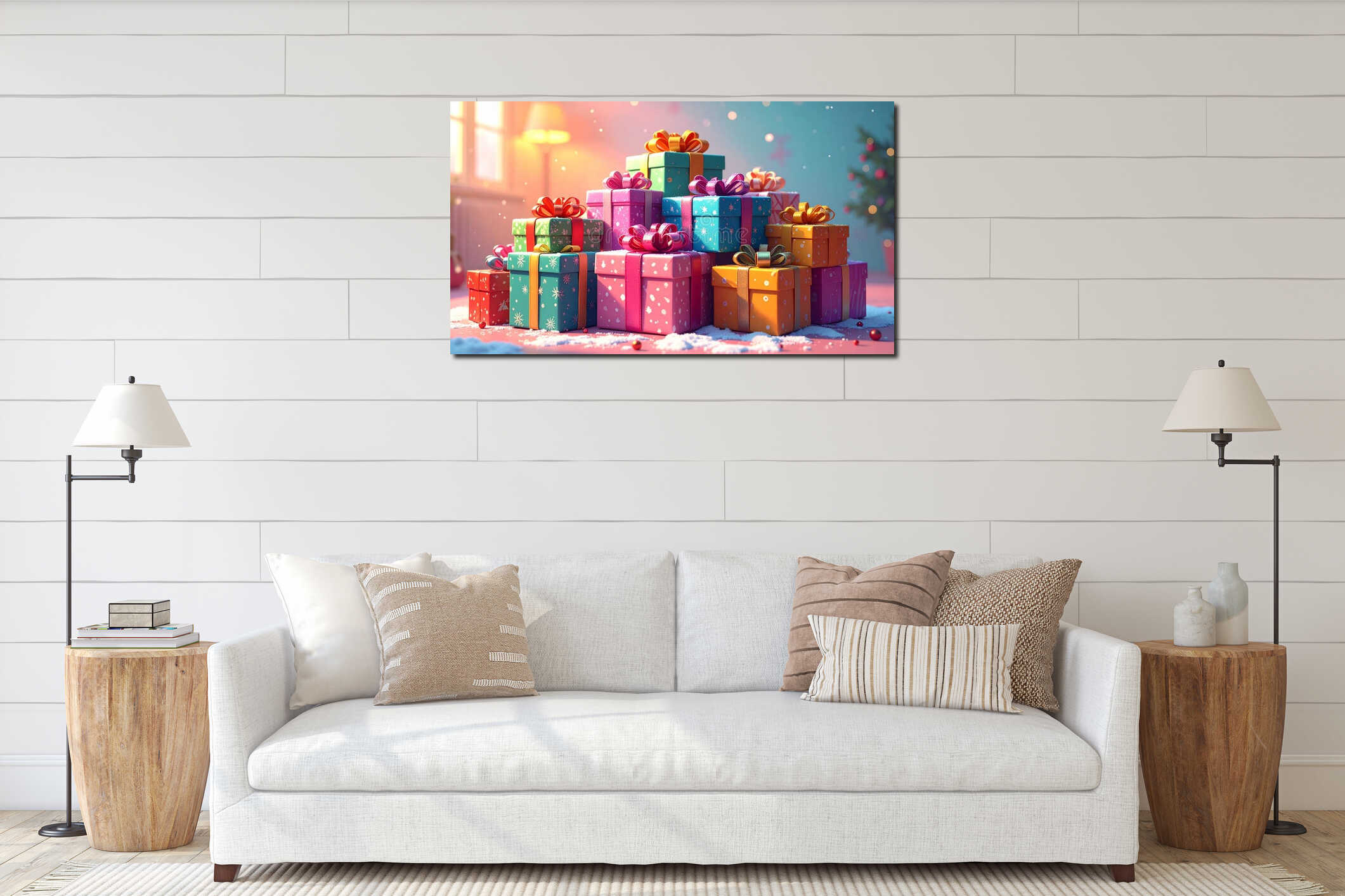 Canvas hanging interior mockup
