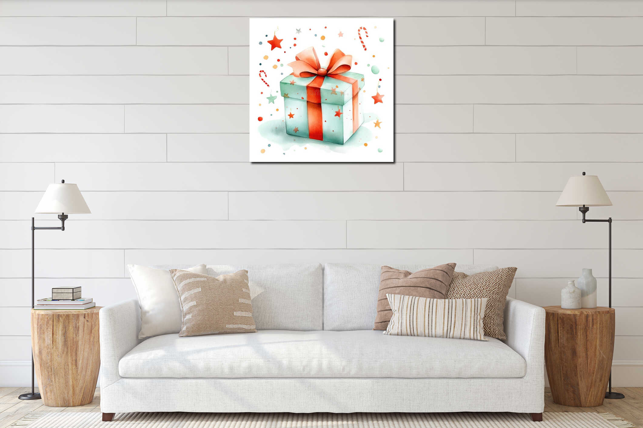 Canvas hanging interior mockup