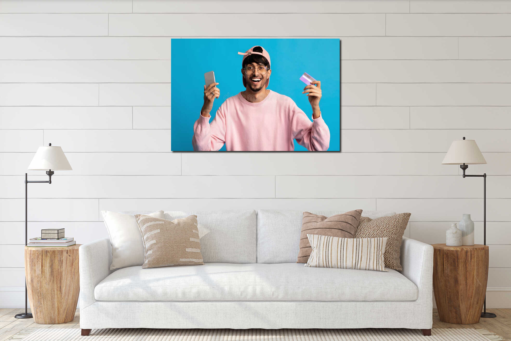 Canvas hanging interior mockup