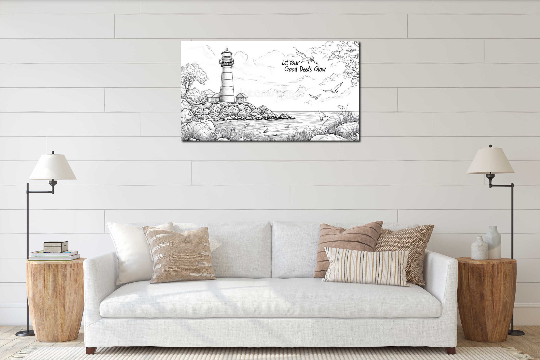 Canvas hanging interior mockup