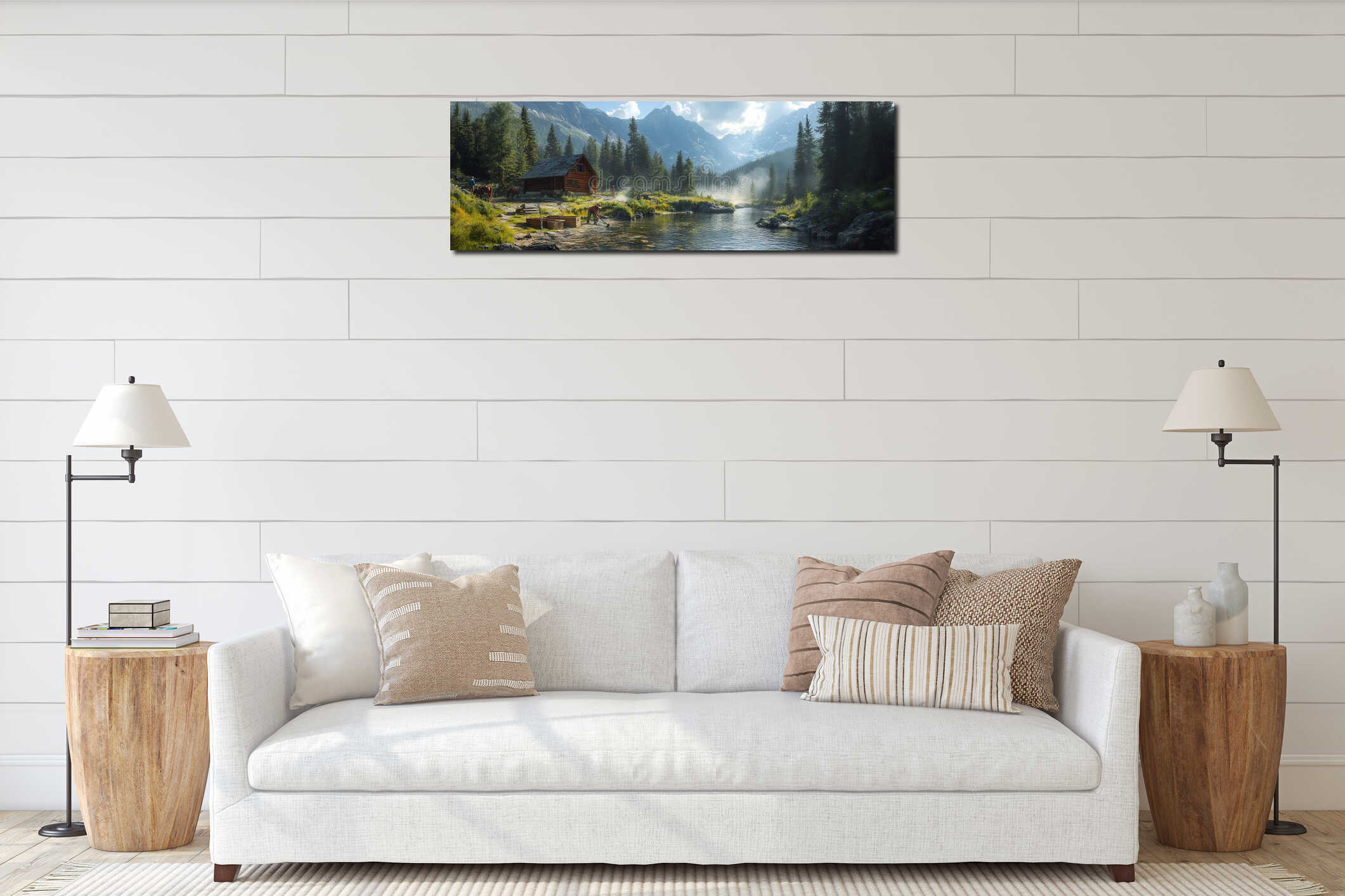 Canvas hanging interior mockup