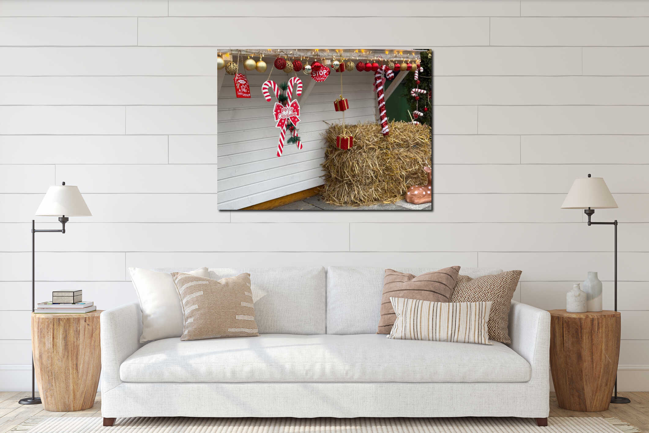 Canvas hanging interior mockup