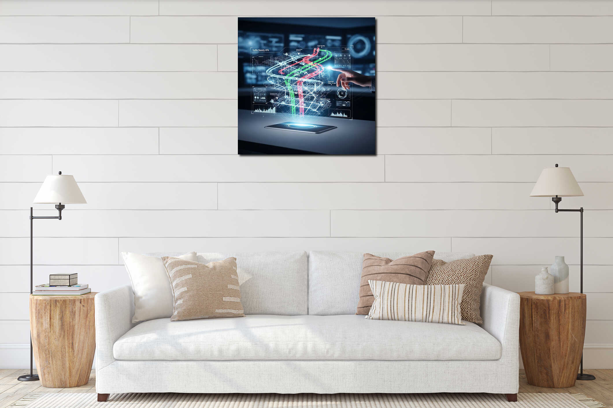 Canvas hanging interior mockup