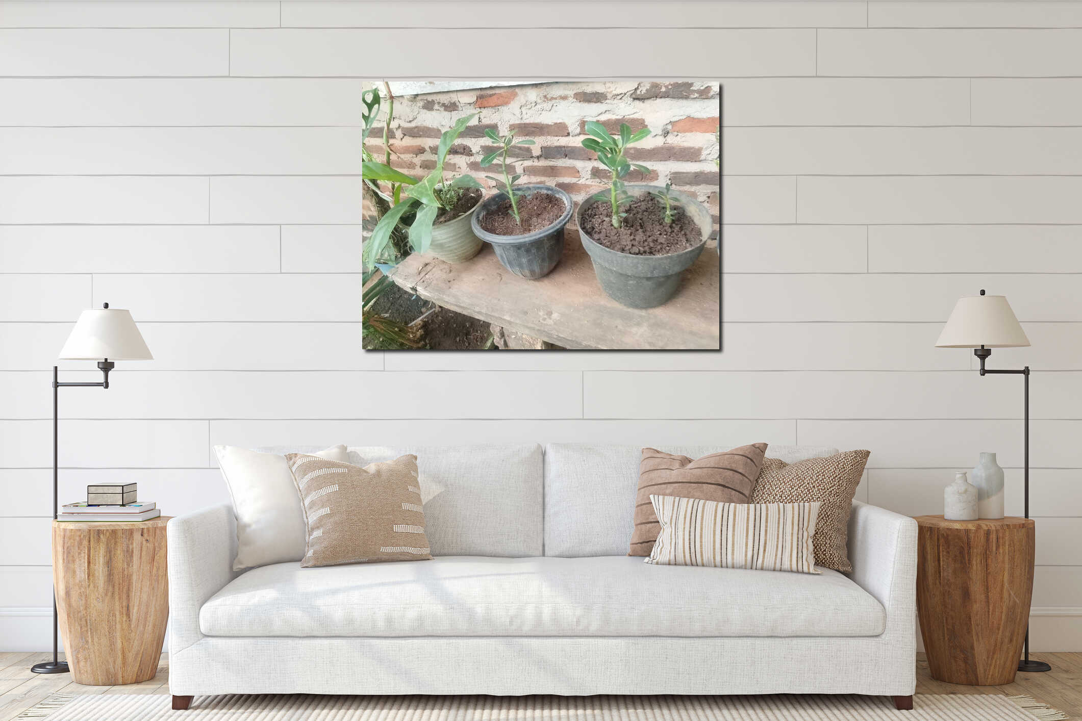 Canvas hanging interior mockup