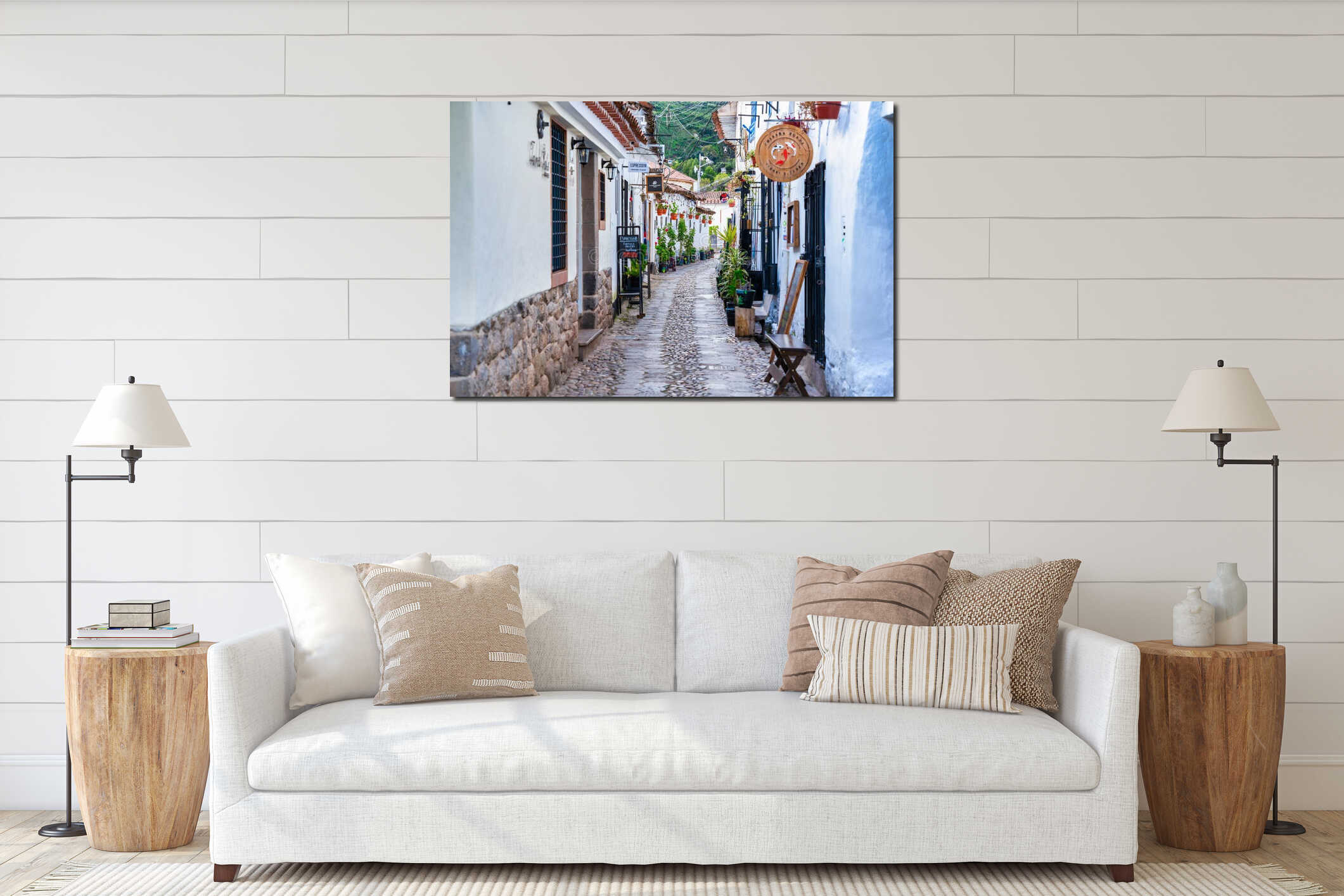 Canvas hanging interior mockup