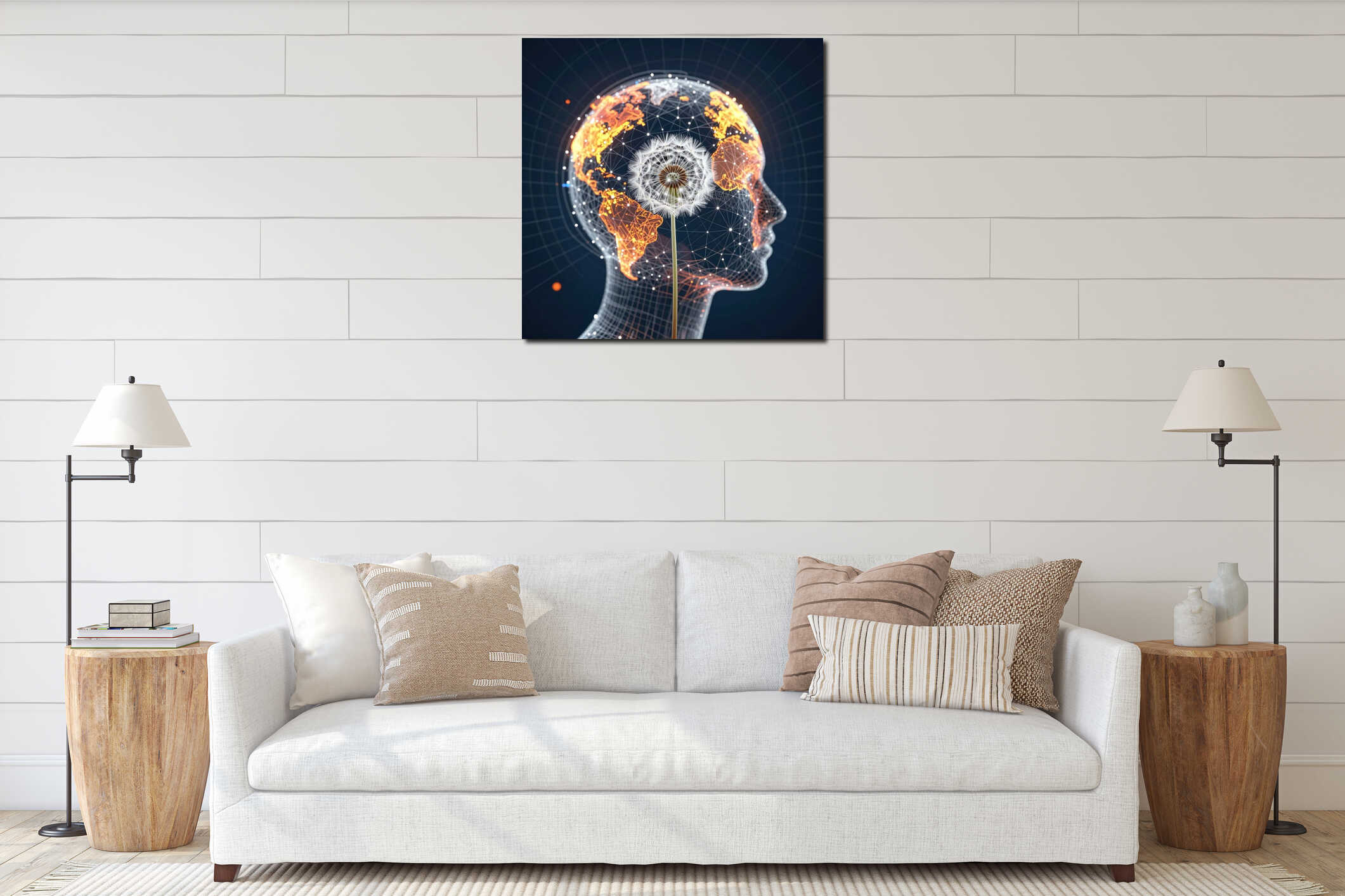 Canvas hanging interior mockup