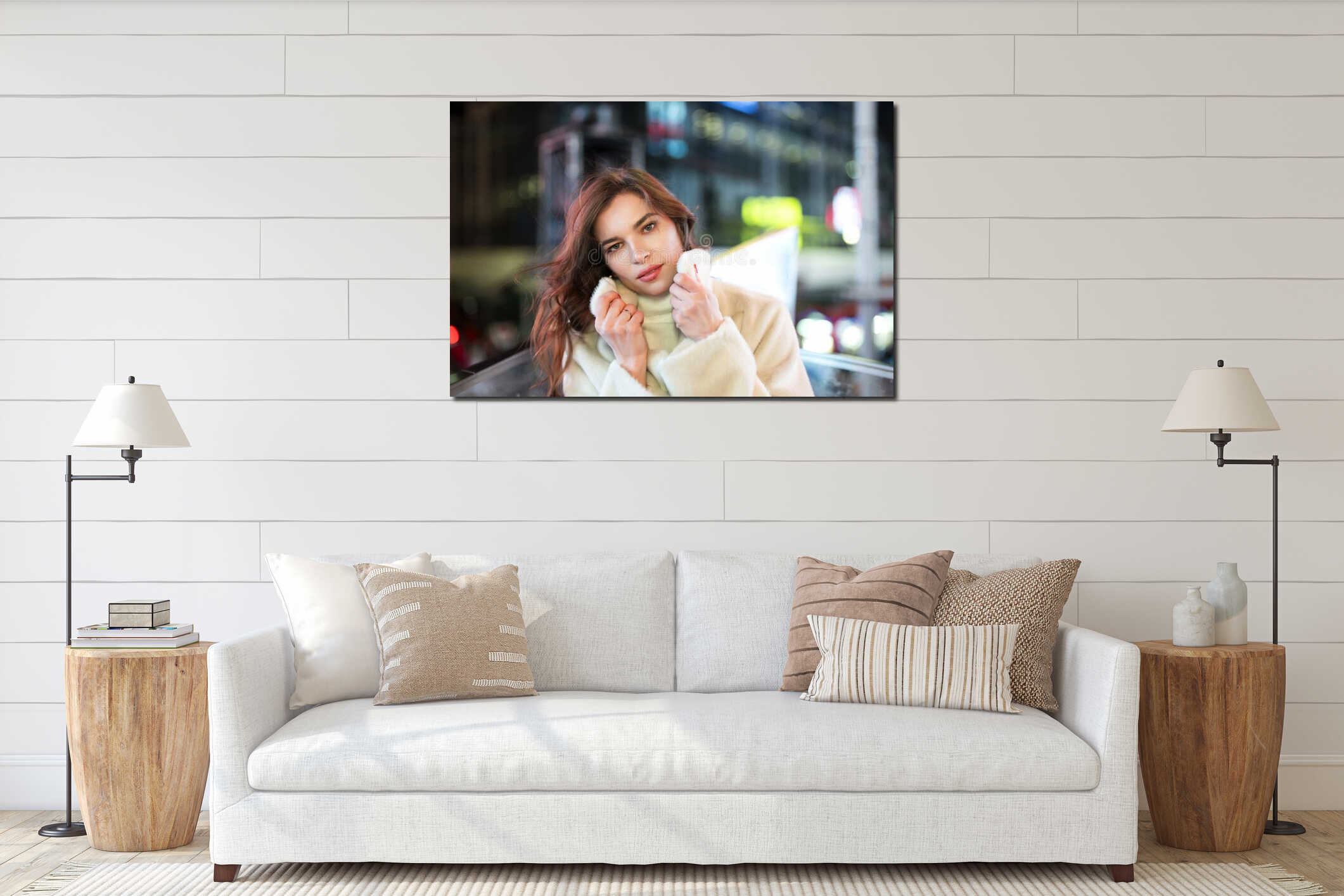 Canvas hanging interior mockup