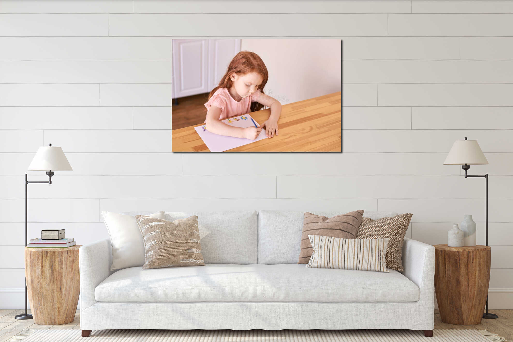 Canvas hanging interior mockup