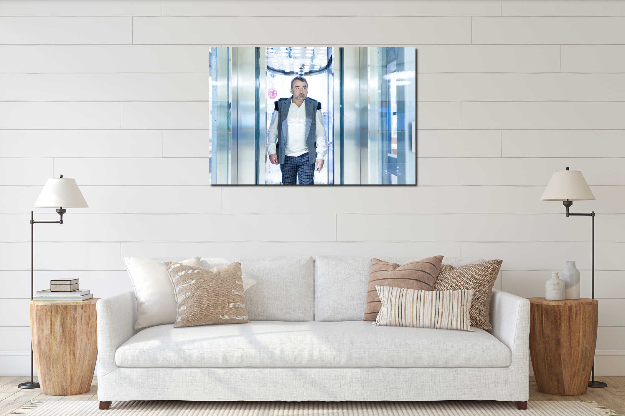 Canvas hanging interior mockup