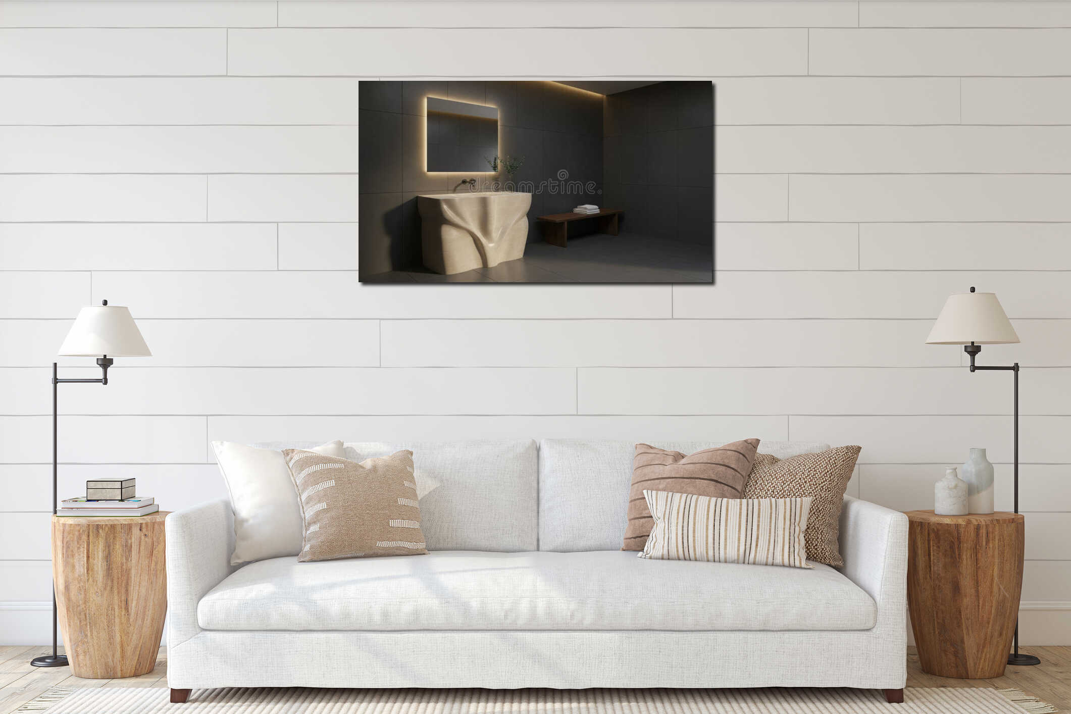 Canvas hanging interior mockup