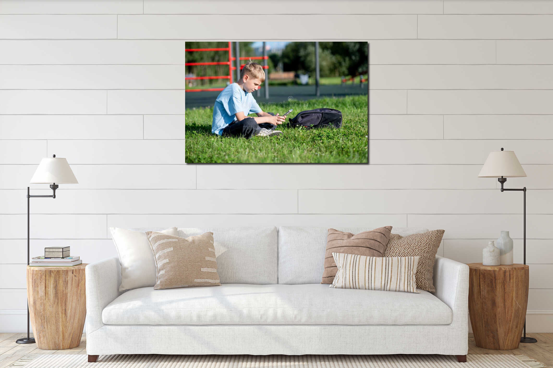 Canvas hanging interior mockup