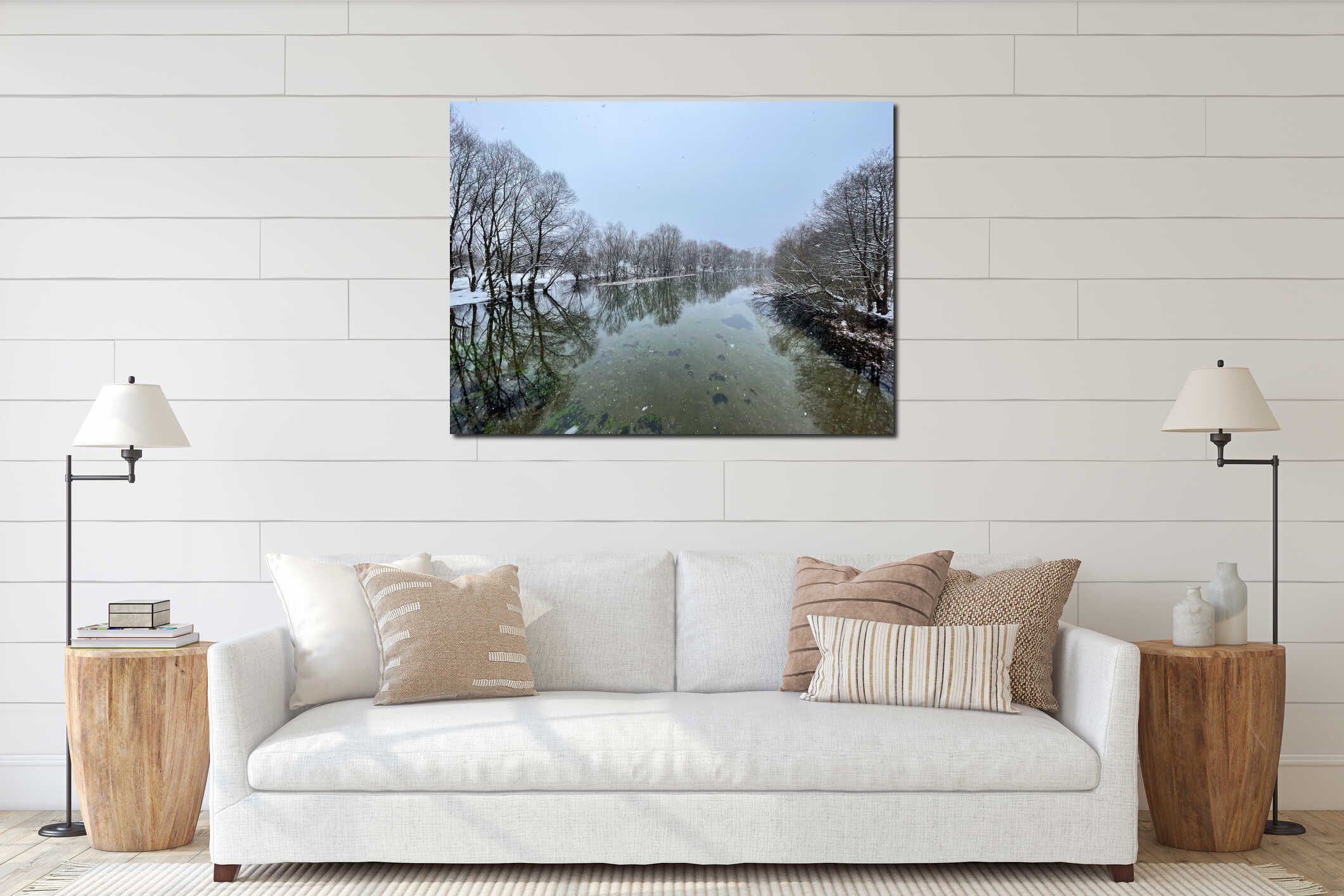 Canvas hanging interior mockup