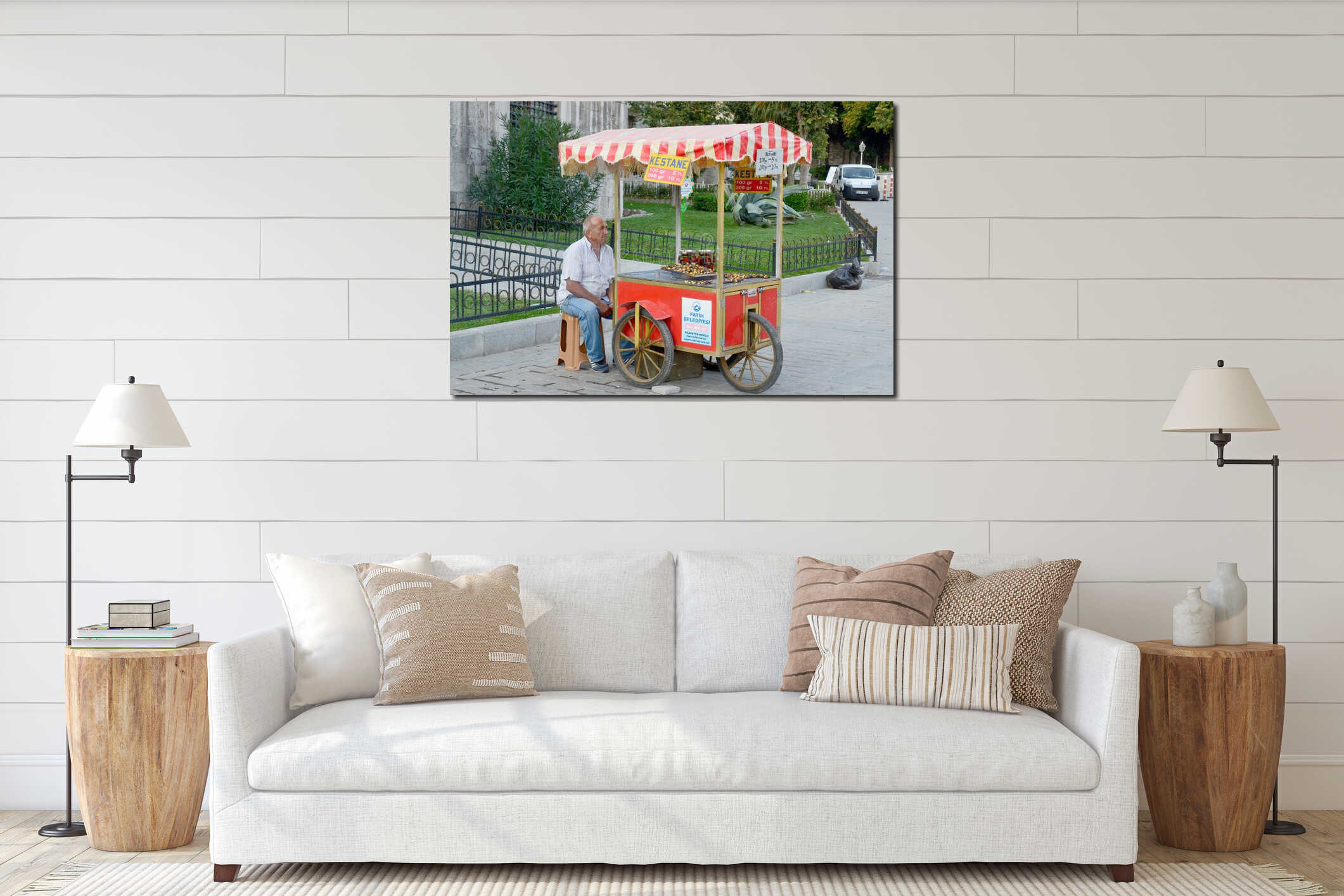 Canvas hanging interior mockup