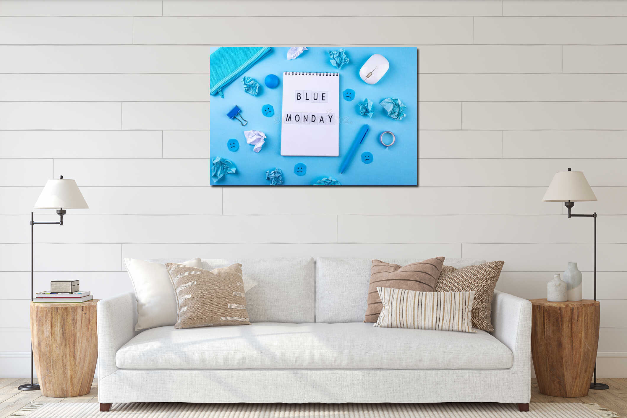 Canvas hanging interior mockup