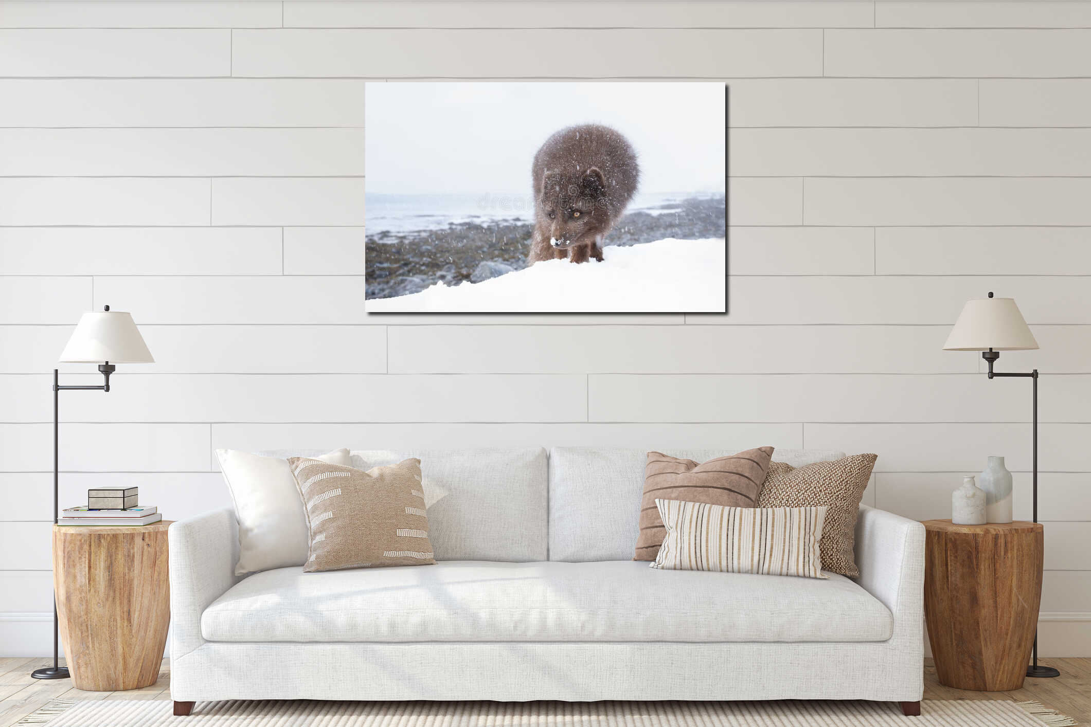 Canvas hanging interior mockup