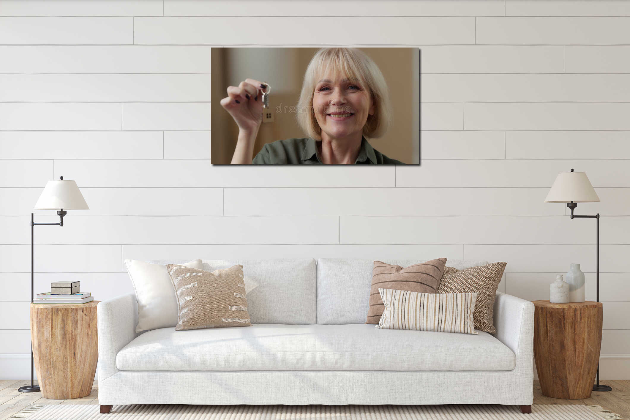 Canvas hanging interior mockup